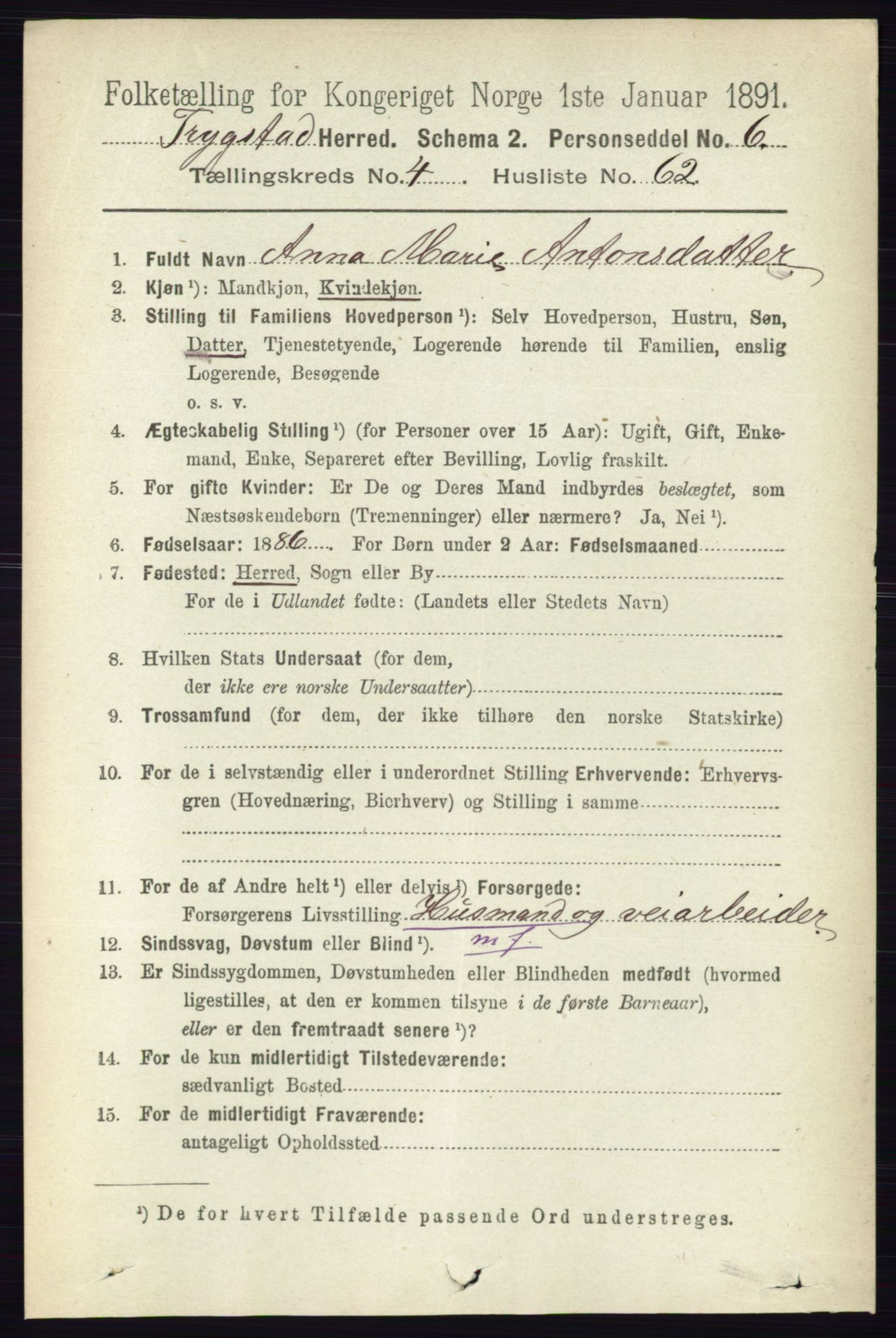 RA, 1891 Census for 0122 Trøgstad, 1891, p. 1940