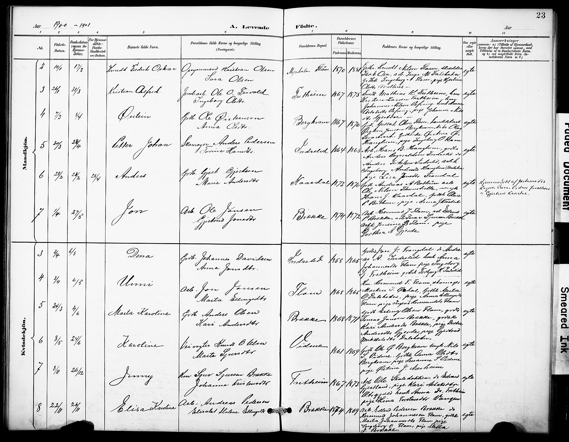 Aurland sokneprestembete, SAB/A-99937/H/Hb/Hbb/L0002: Parish register (copy) no. B 2, 1887-1929, p. 23