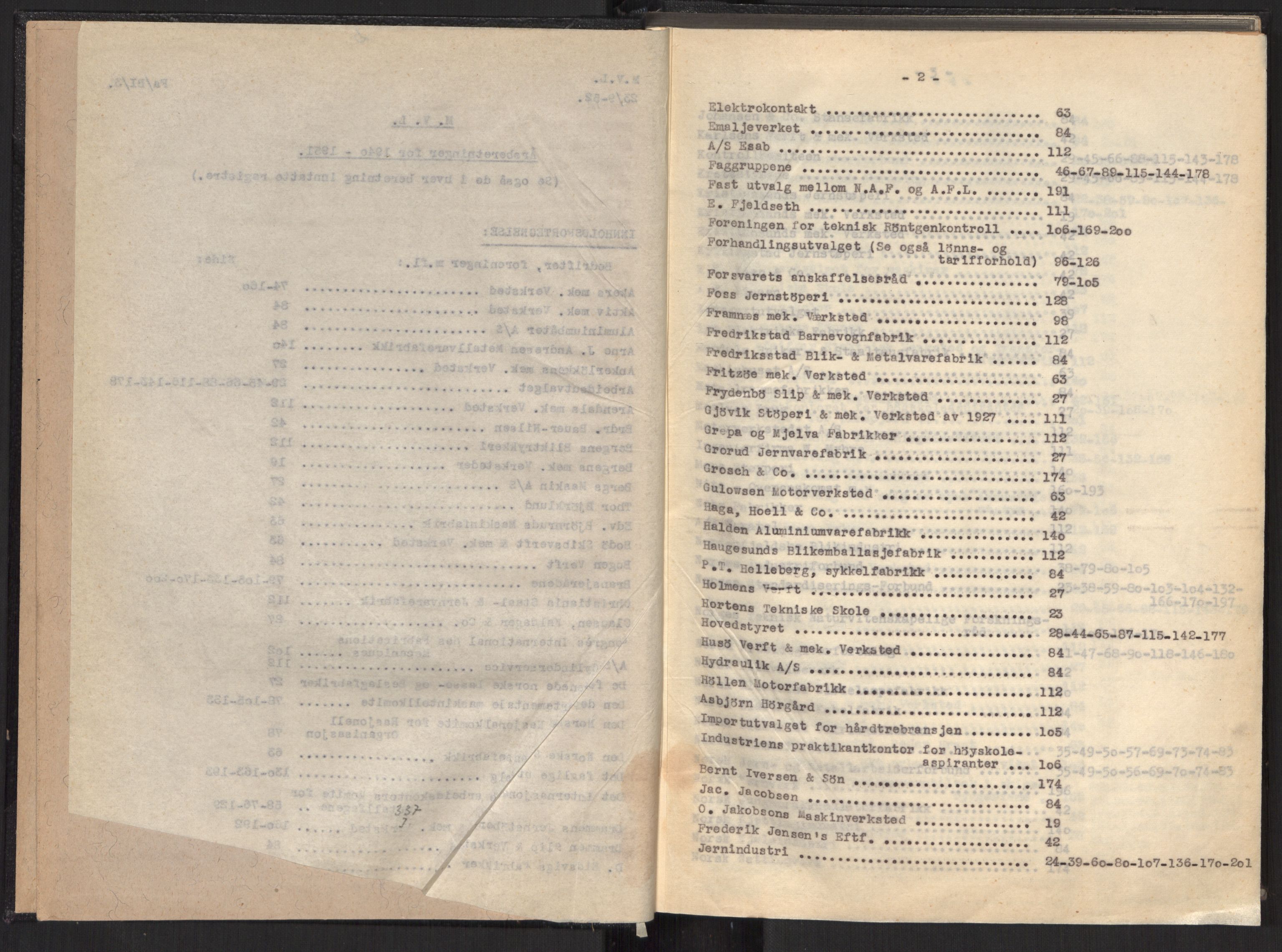 Teknologibedriftenes Landsforening TBL, AV/RA-PA-1700/A/Ad/L0007: Årsberetning med register, 1940-1951