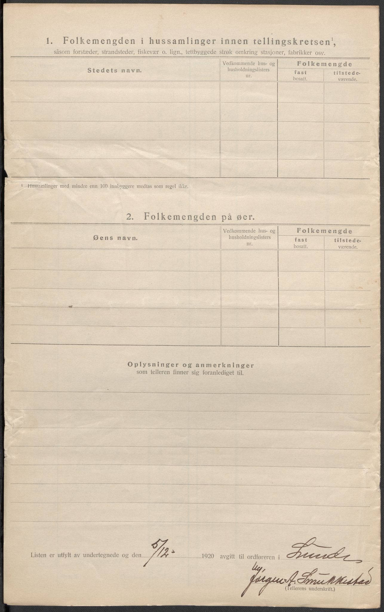 SAKO, 1920 census for Lunde, 1920, p. 32