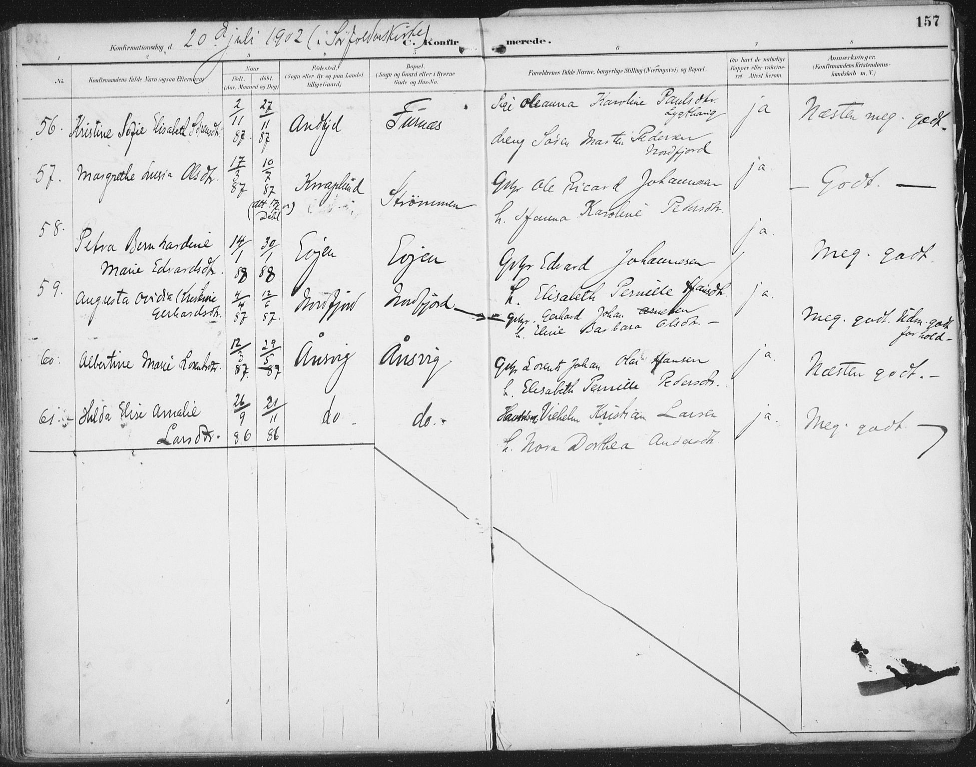 Ministerialprotokoller, klokkerbøker og fødselsregistre - Nordland, SAT/A-1459/854/L0779: Parish register (official) no. 854A02, 1892-1909, p. 157