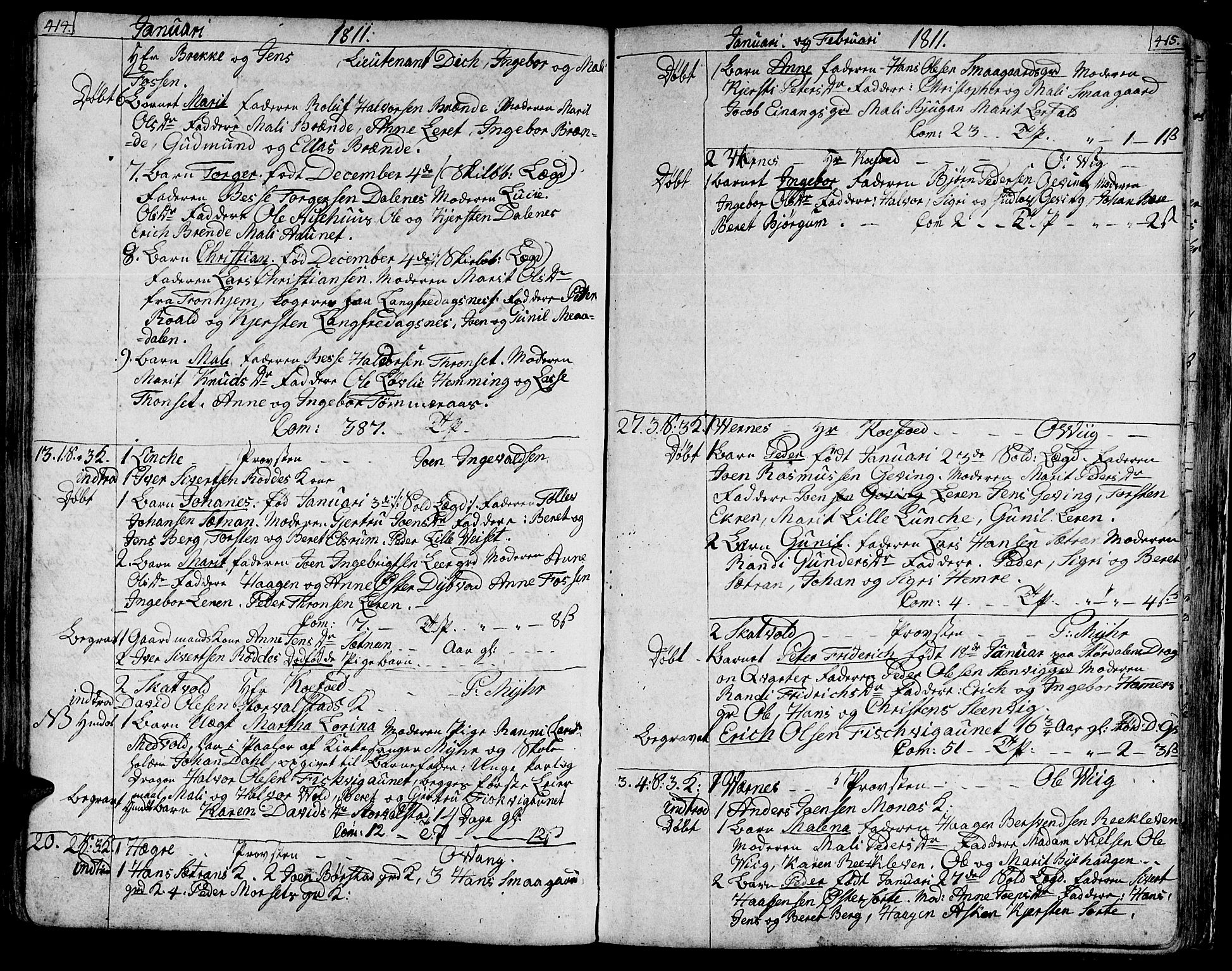 Ministerialprotokoller, klokkerbøker og fødselsregistre - Nord-Trøndelag, SAT/A-1458/709/L0060: Parish register (official) no. 709A07, 1797-1815, p. 414-415