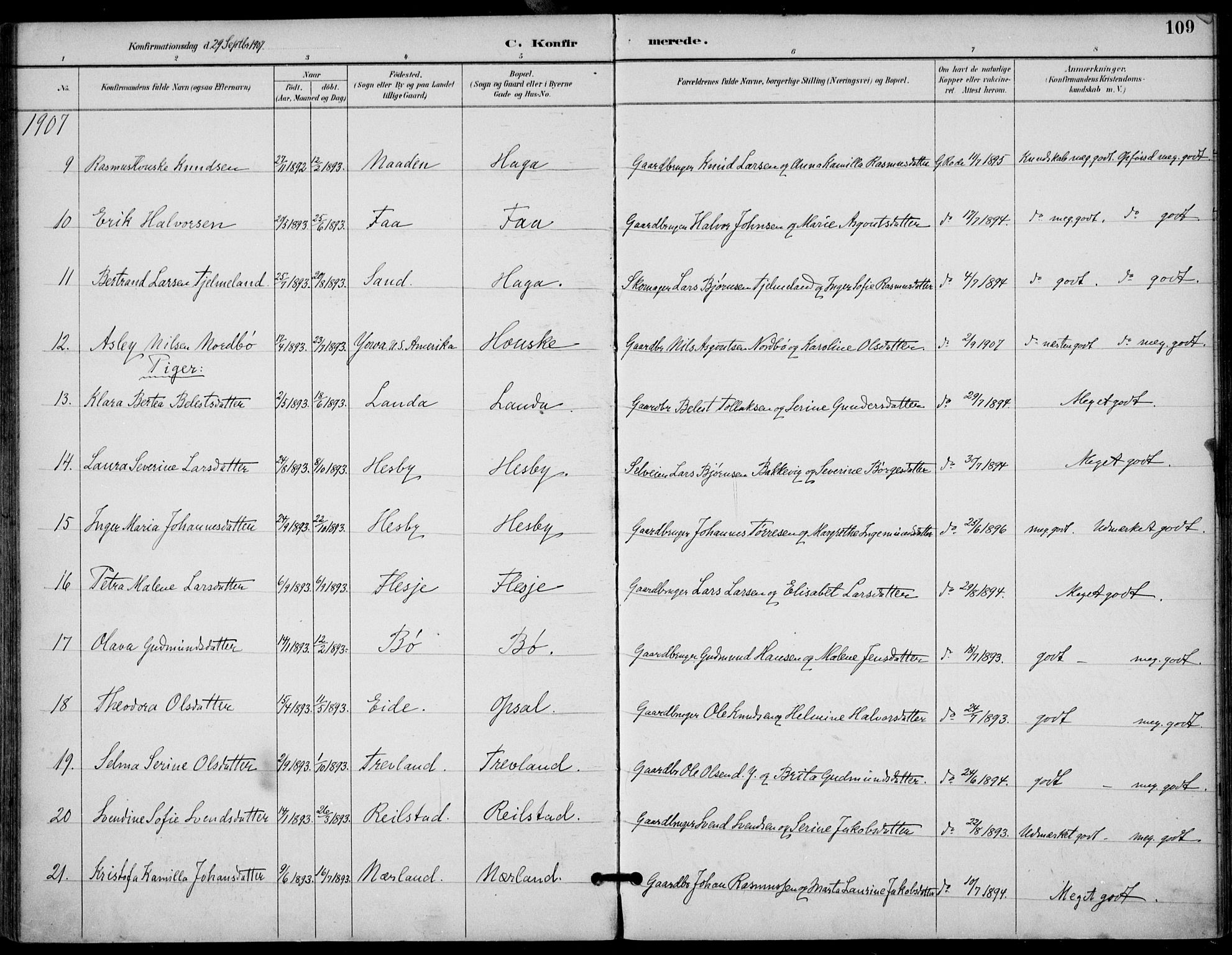 Finnøy sokneprestkontor, SAST/A-101825/H/Ha/Haa/L0011: Parish register (official) no. A 11, 1891-1910, p. 109