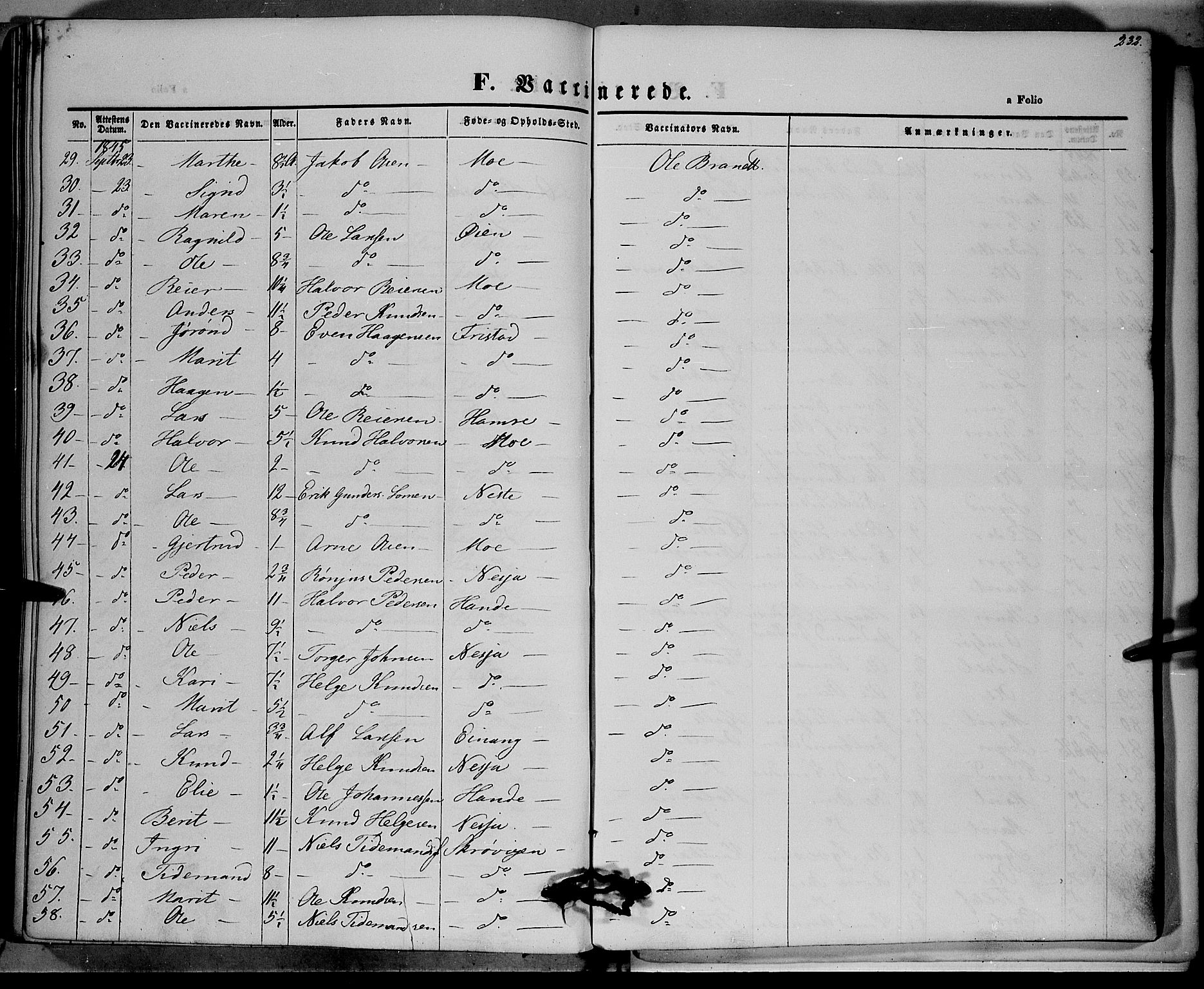 Vestre Slidre prestekontor, AV/SAH-PREST-136/H/Ha/Haa/L0001: Parish register (official) no. 1, 1844-1855, p. 232