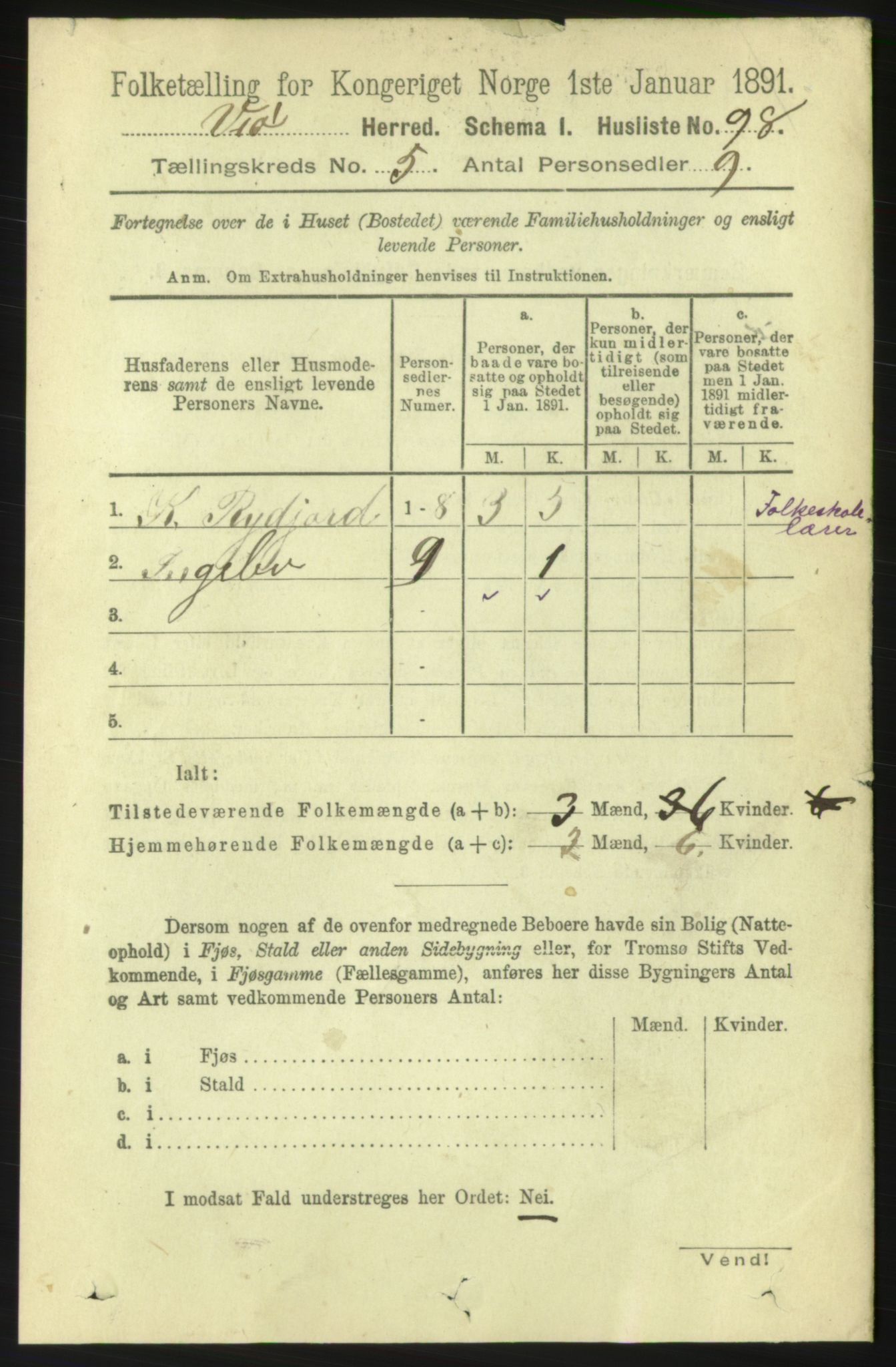 RA, 1891 census for 1541 Veøy, 1891, p. 2478