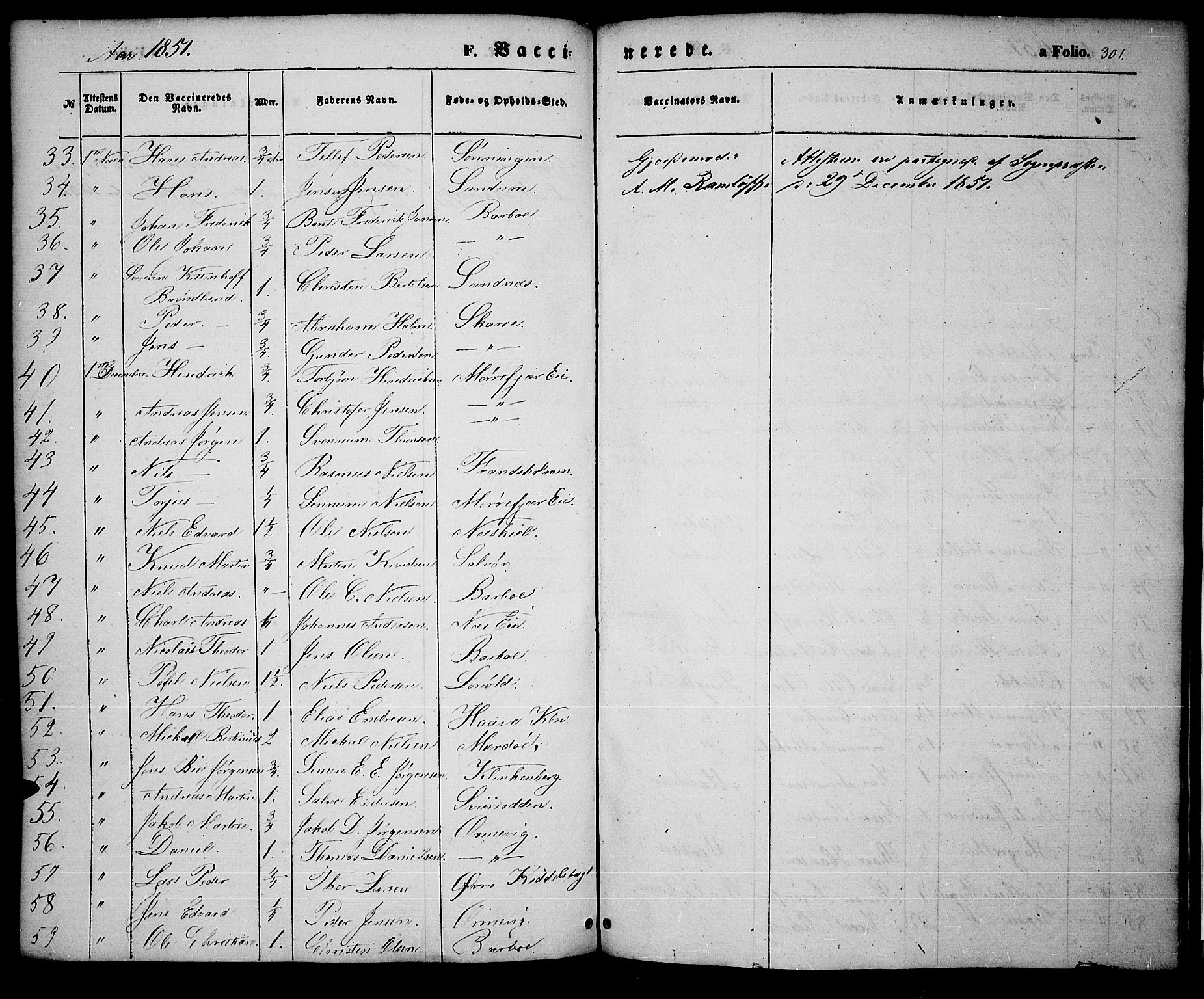 Tromøy sokneprestkontor, AV/SAK-1111-0041/F/Fa/L0005: Parish register (official) no. A 5, 1847-1856, p. 301