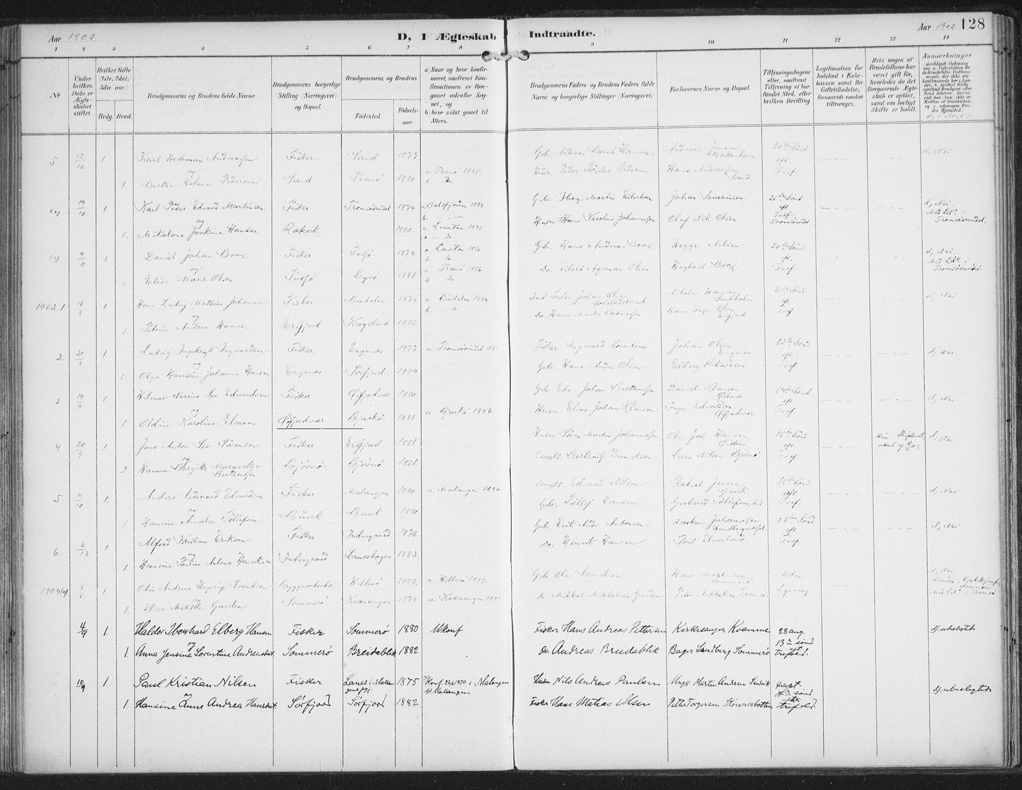 Lenvik sokneprestembete, SATØ/S-1310/H/Ha/Haa/L0015kirke: Parish register (official) no. 15, 1896-1915, p. 128