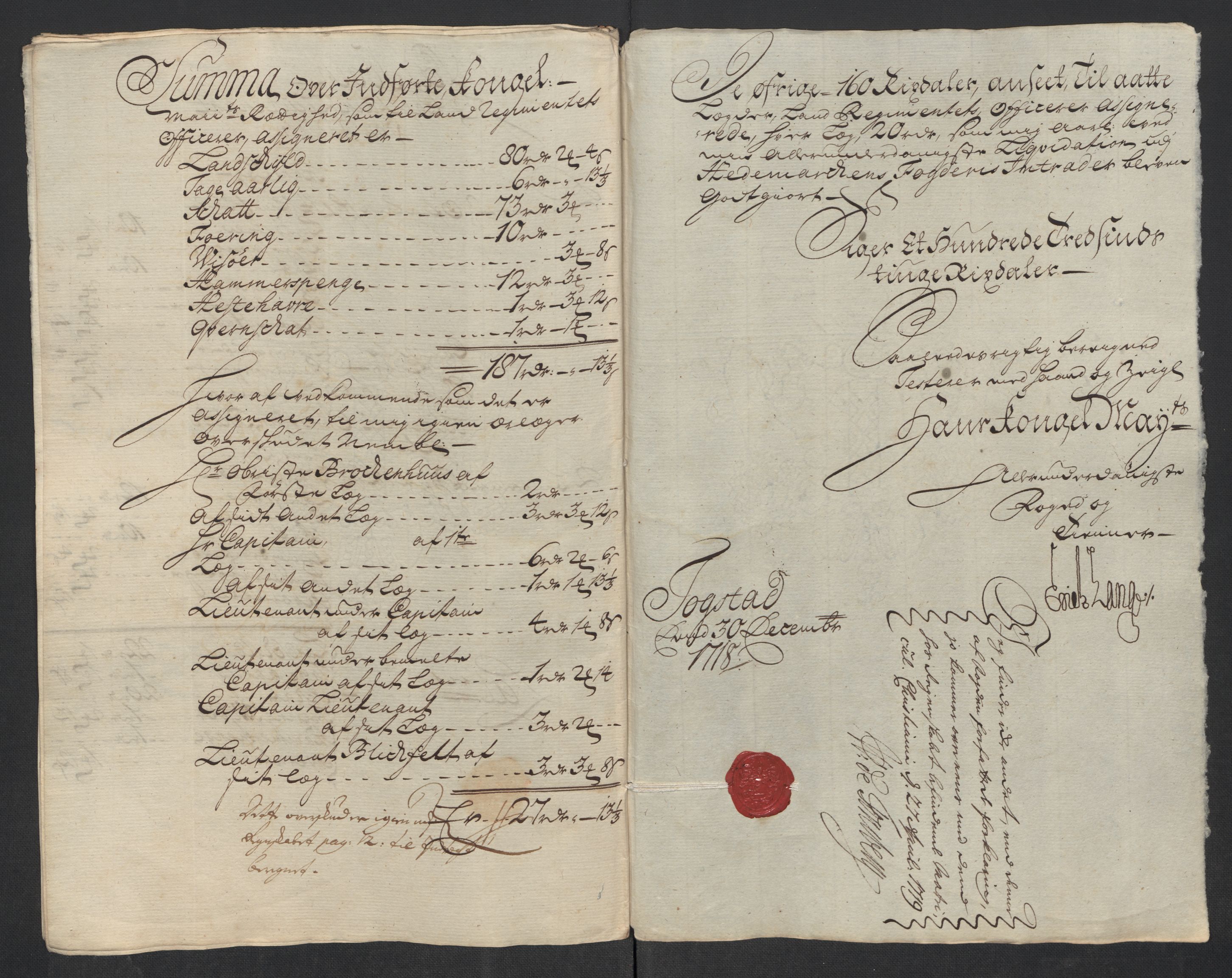 Rentekammeret inntil 1814, Reviderte regnskaper, Fogderegnskap, AV/RA-EA-4092/R16/L1057: Fogderegnskap Hedmark, 1718, p. 284