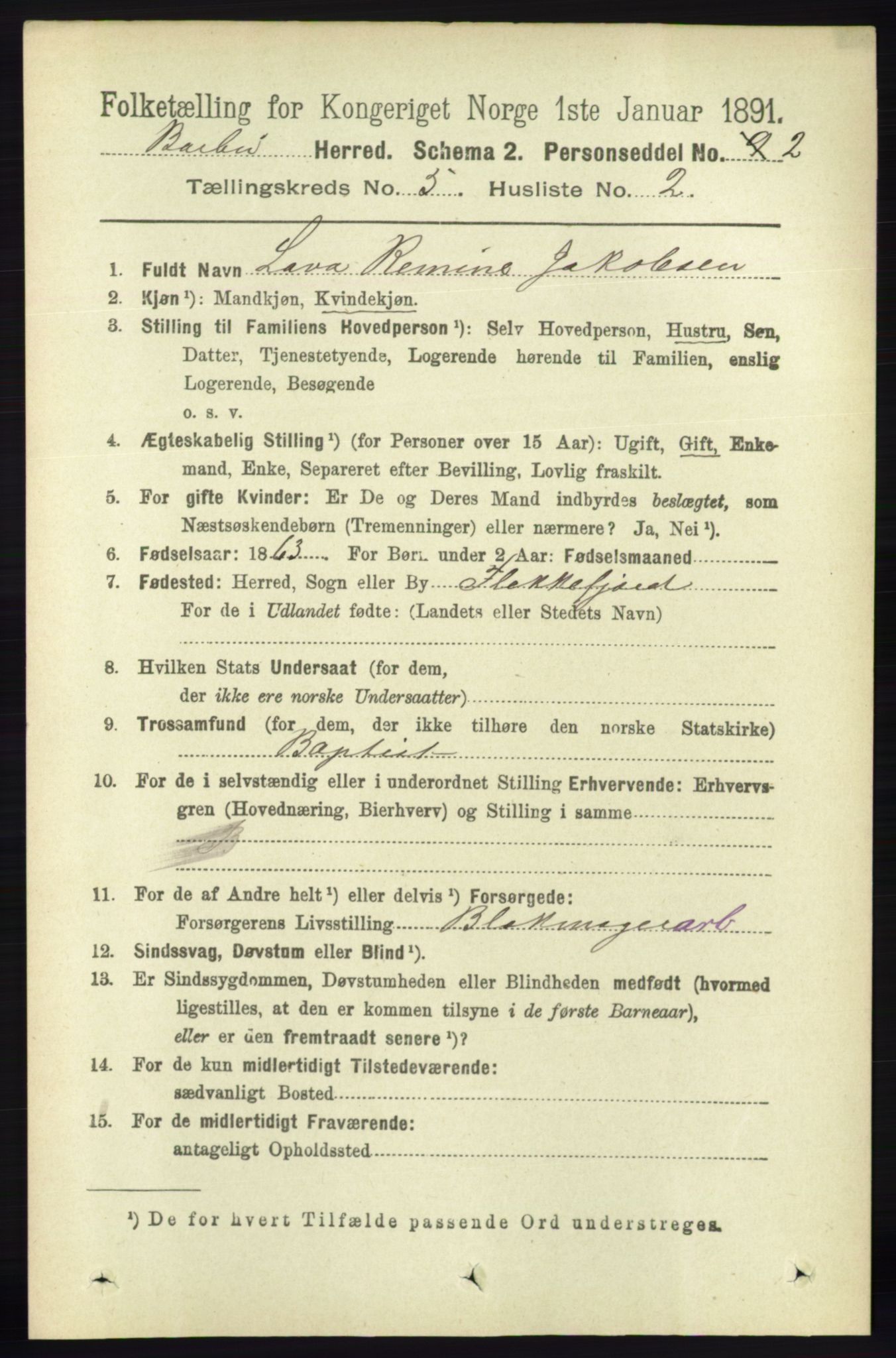 RA, 1891 census for 0990 Barbu, 1891, p. 3553