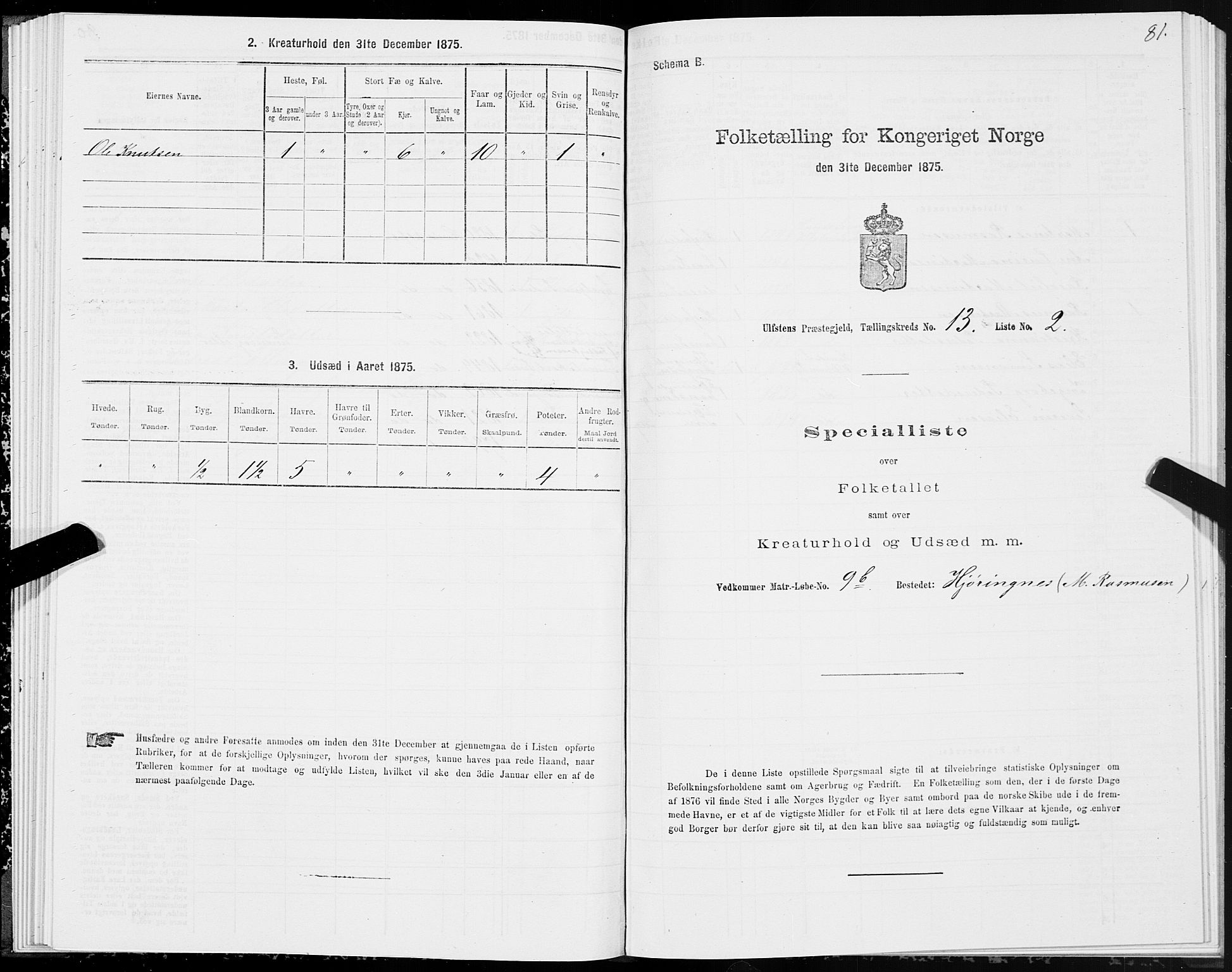 SAT, 1875 census for 1516P Ulstein, 1875, p. 5081