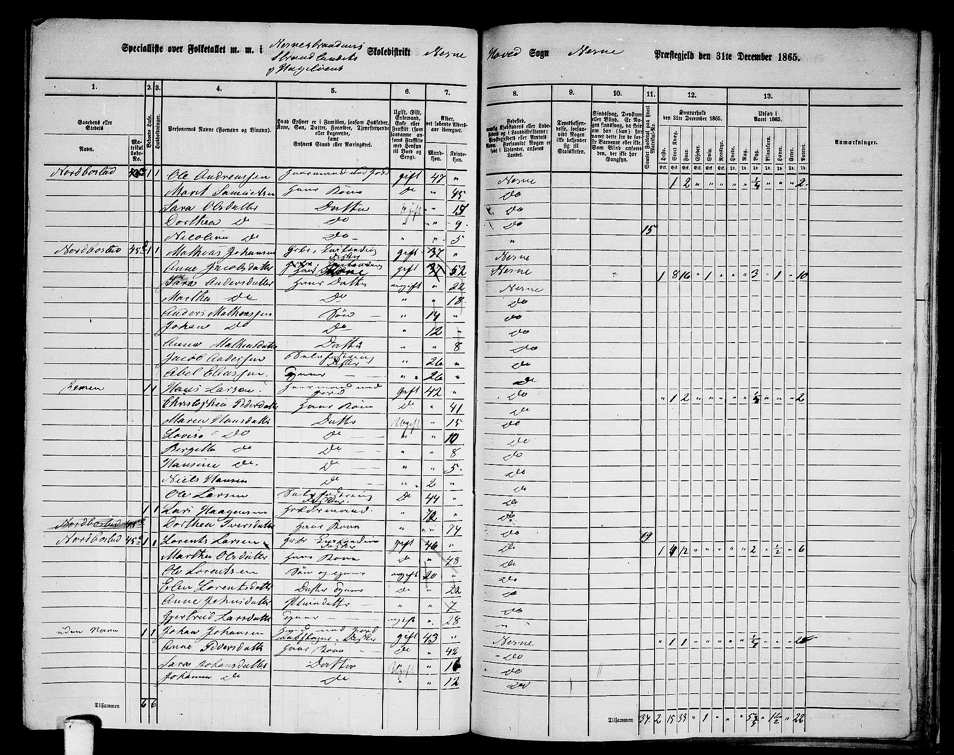 RA, 1865 census for Nesna, 1865, p. 143