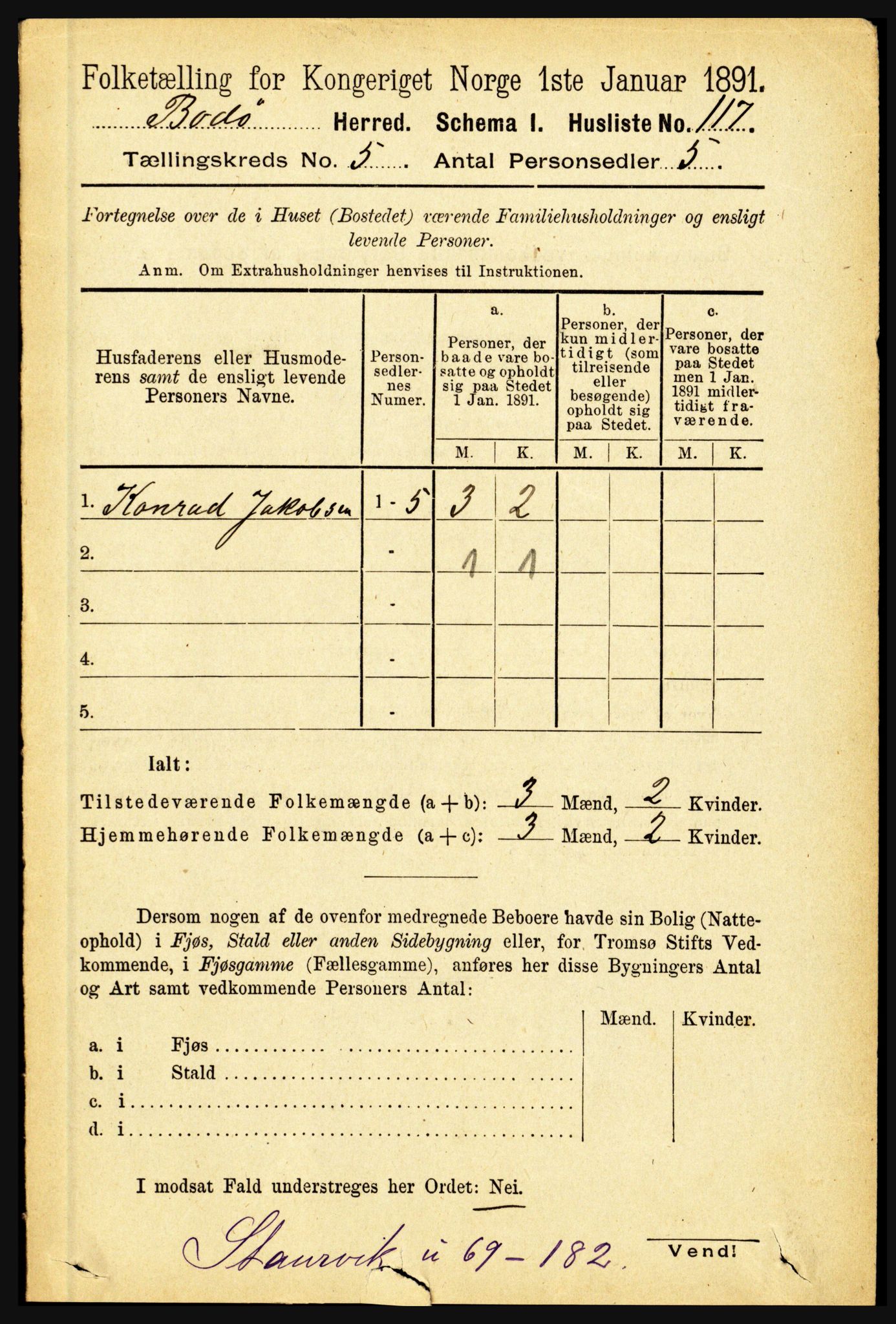 RA, 1891 census for 1843 Bodø, 1891, p. 3147