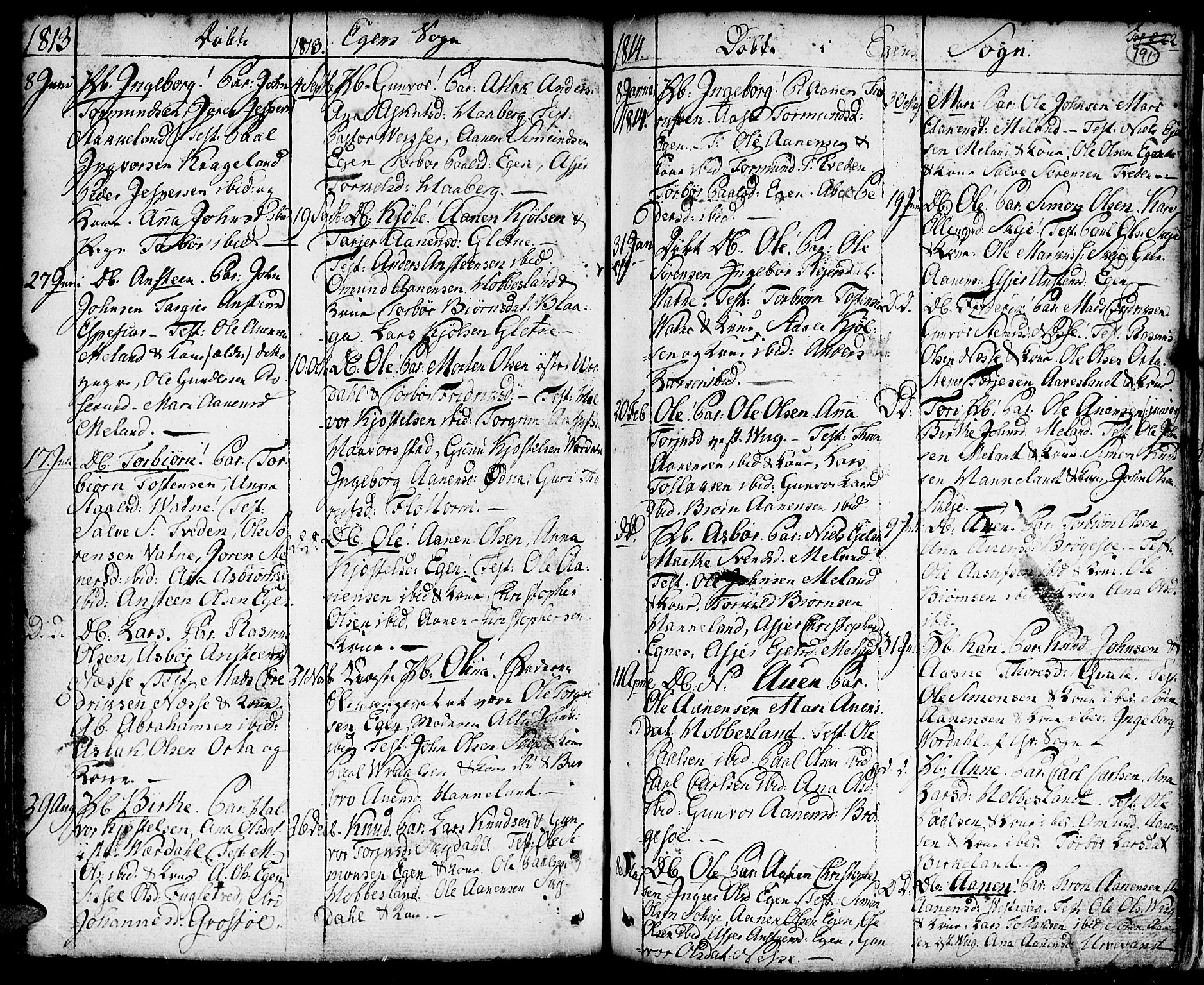 Hægebostad sokneprestkontor, SAK/1111-0024/F/Fa/Faa/L0001: Parish register (official) no. A 1 /2, 1760-1823, p. 191