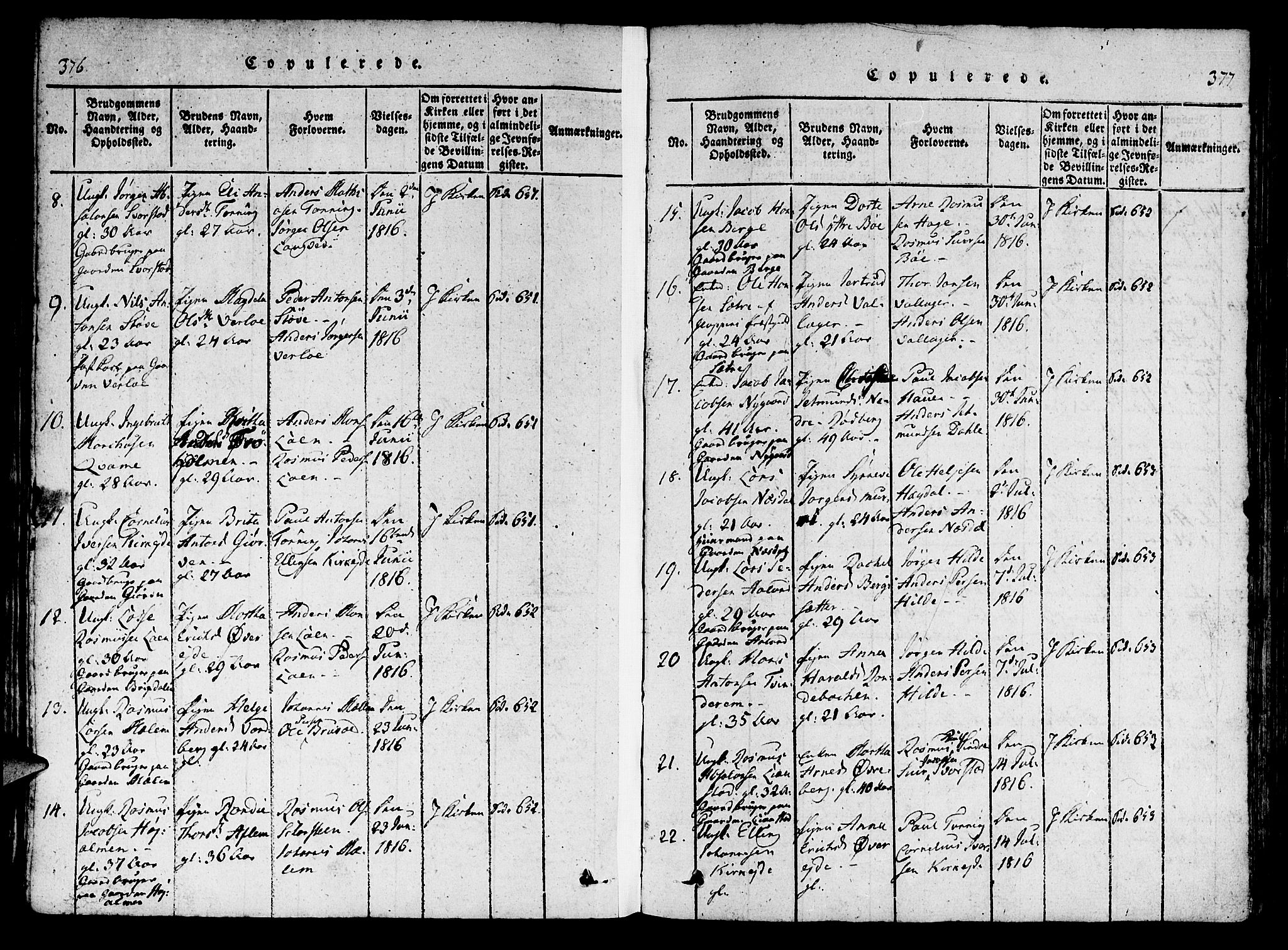 Innvik sokneprestembete, AV/SAB-A-80501: Parish register (official) no. A 2, 1816-1821, p. 376-377