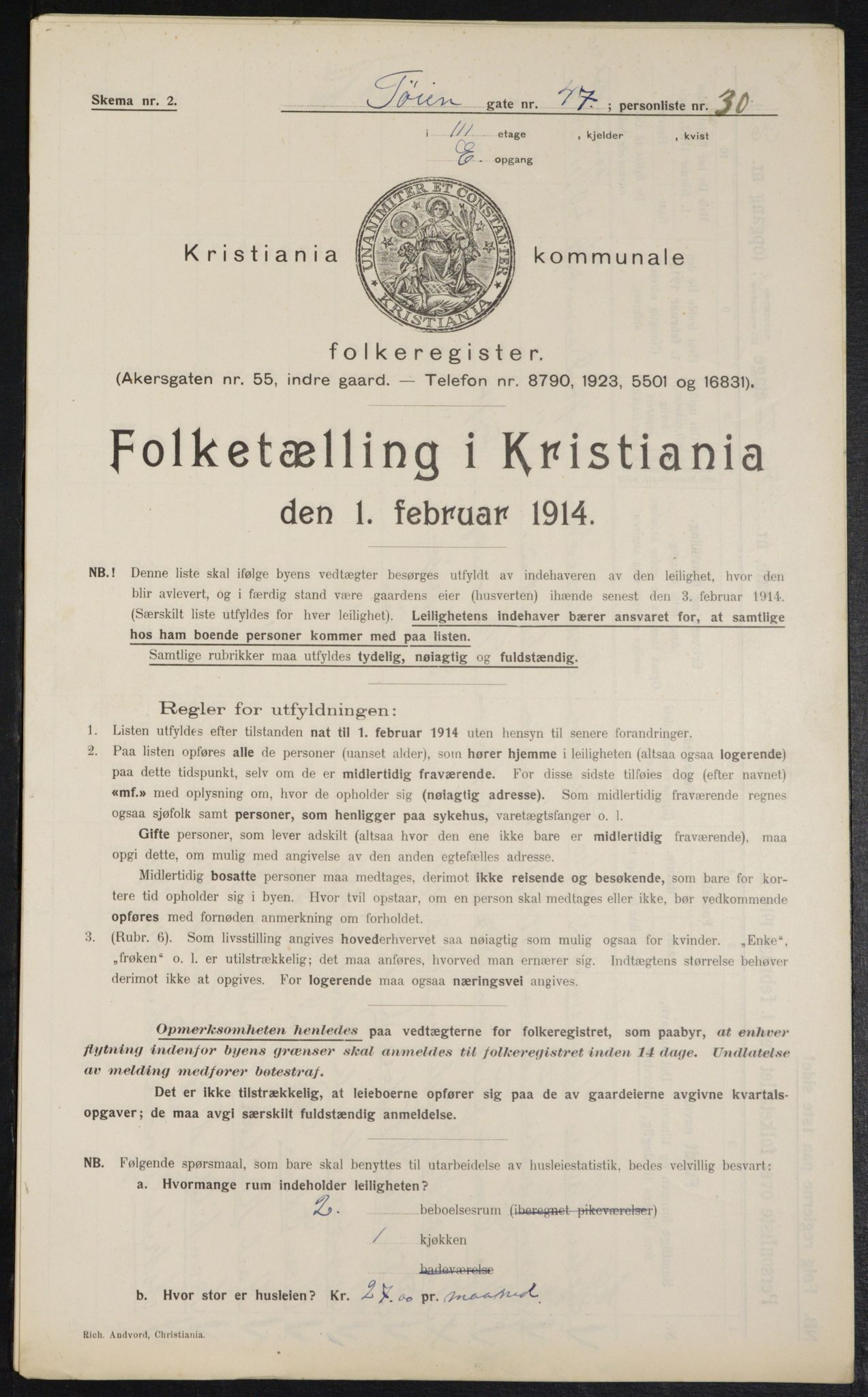 OBA, Municipal Census 1914 for Kristiania, 1914, p. 119553