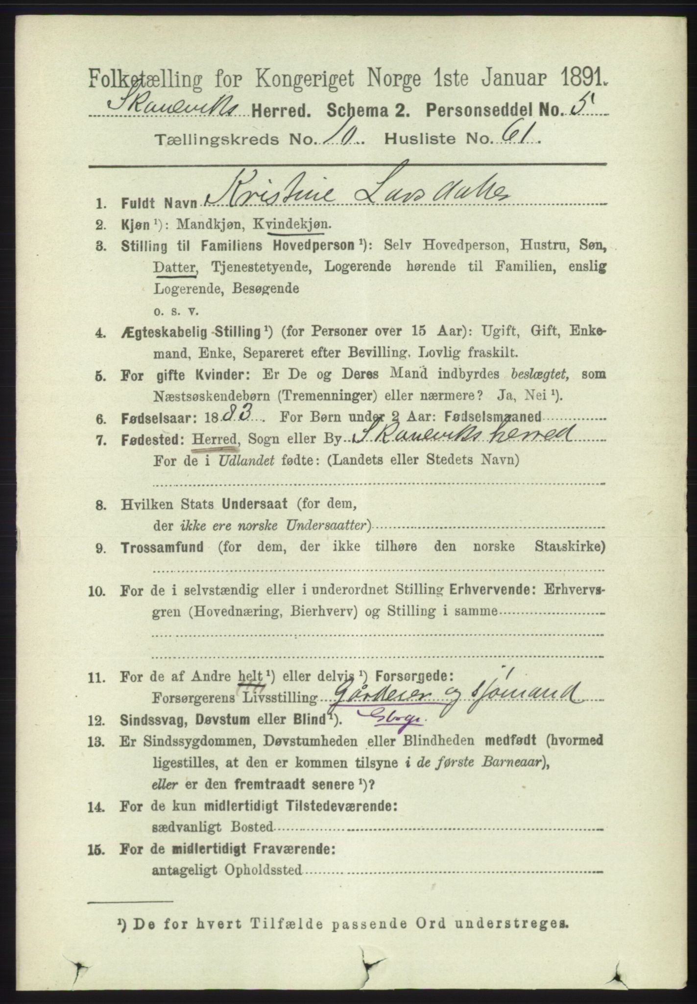 RA, 1891 census for 1212 Skånevik, 1891, p. 3240