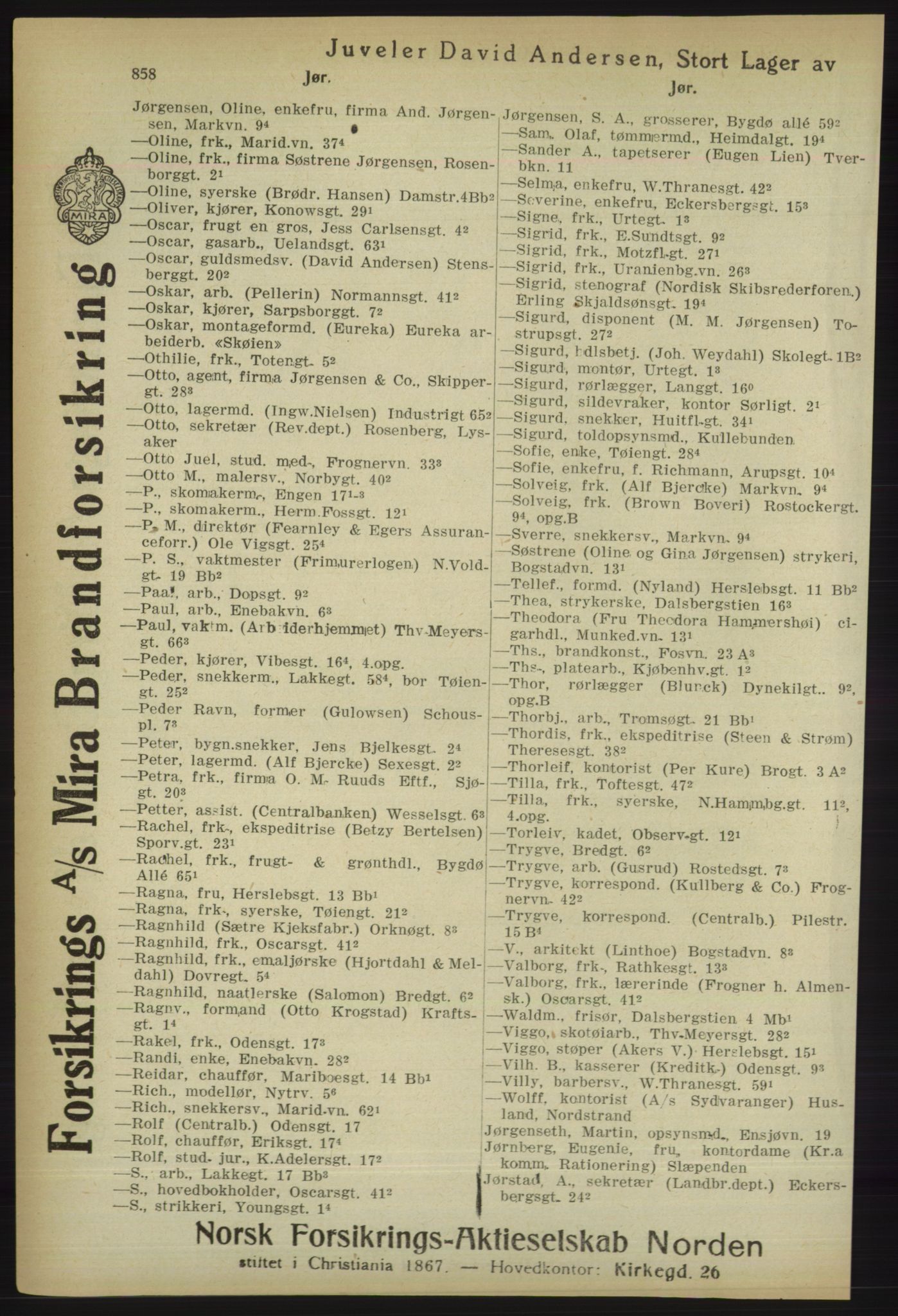 Kristiania/Oslo adressebok, PUBL/-, 1918, p. 883