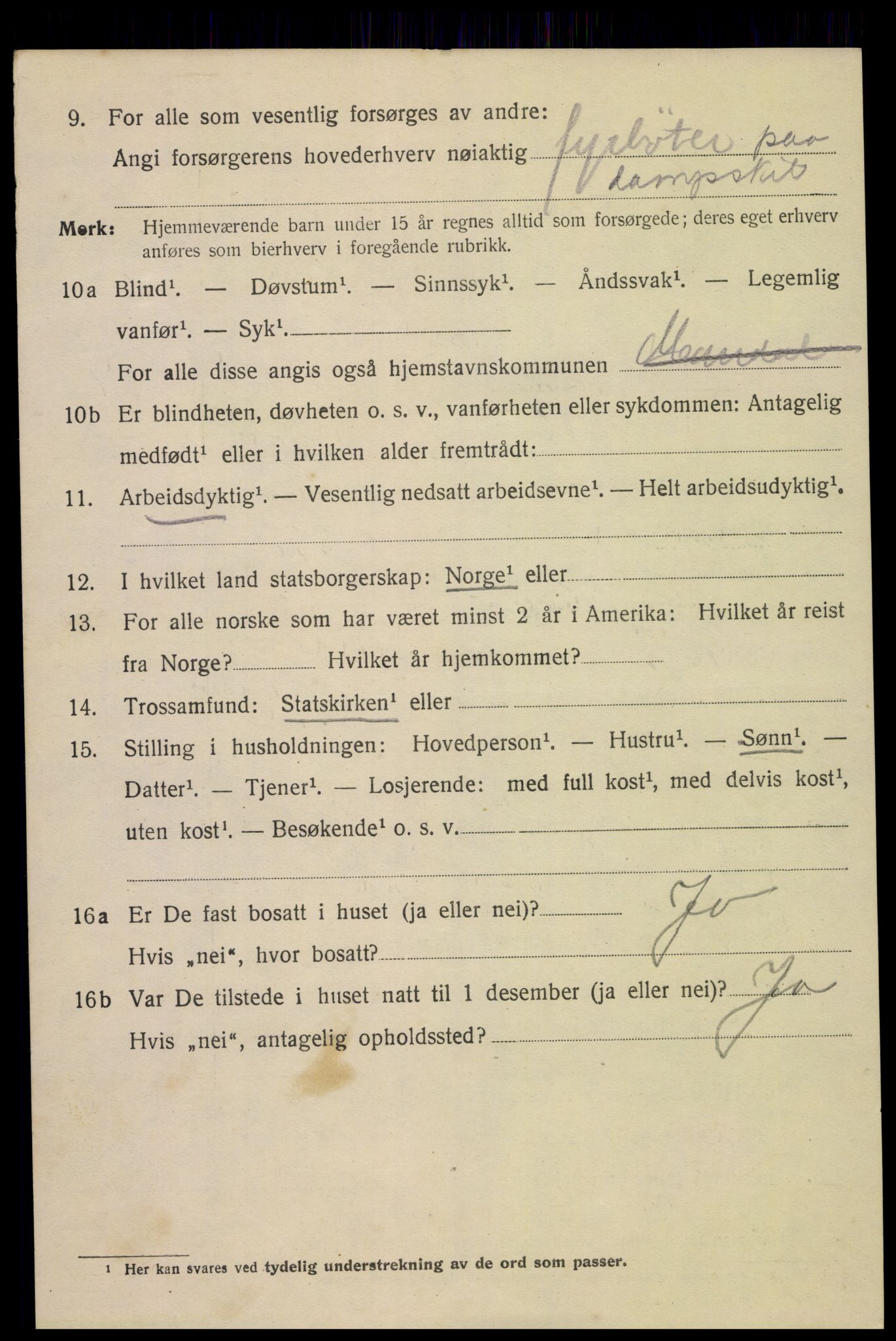 SAK, 1920 census for Mandal, 1920, p. 7220