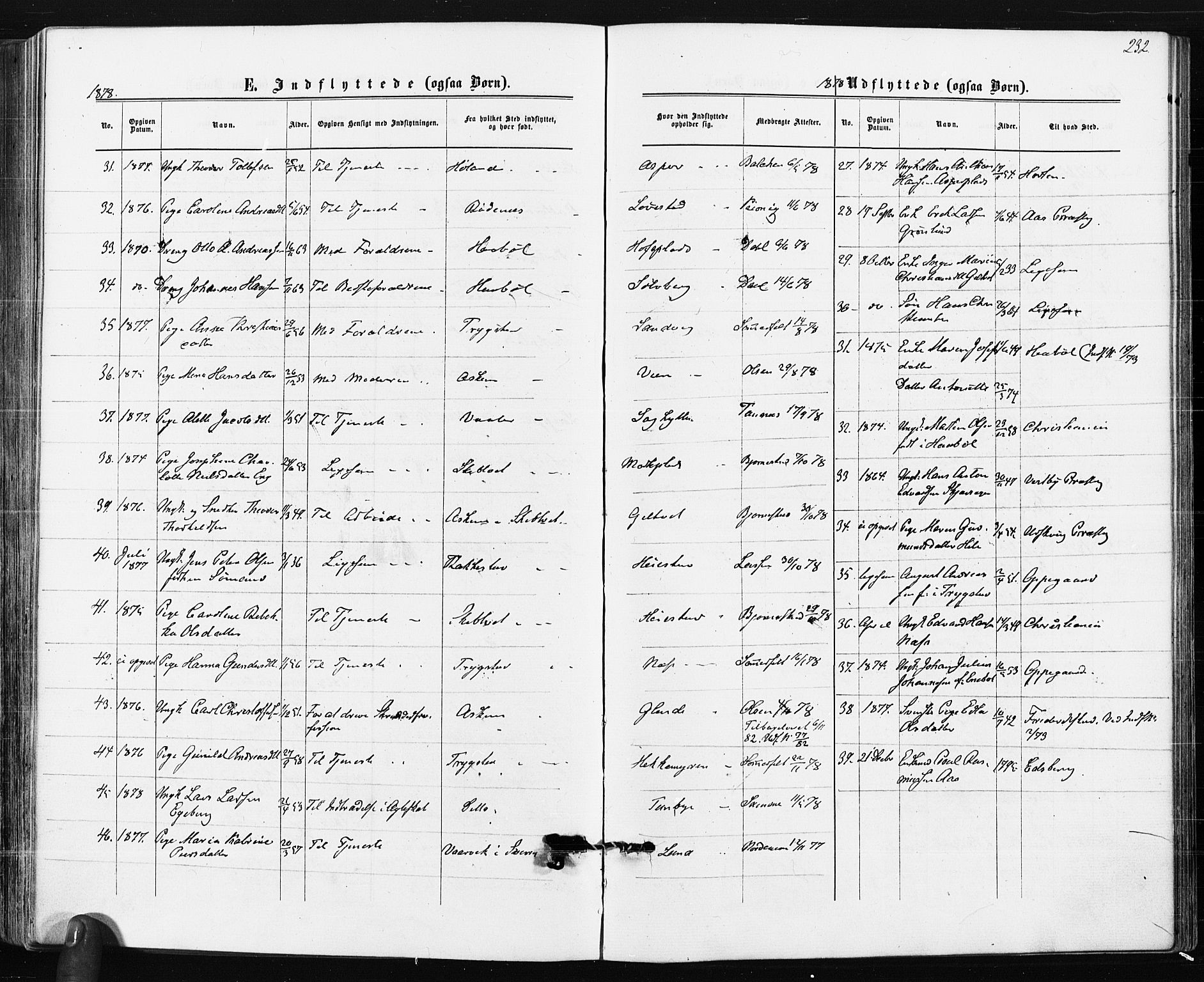 Spydeberg prestekontor Kirkebøker, SAO/A-10924/F/Fa/L0007: Parish register (official) no. I 7, 1875-1885, p. 232