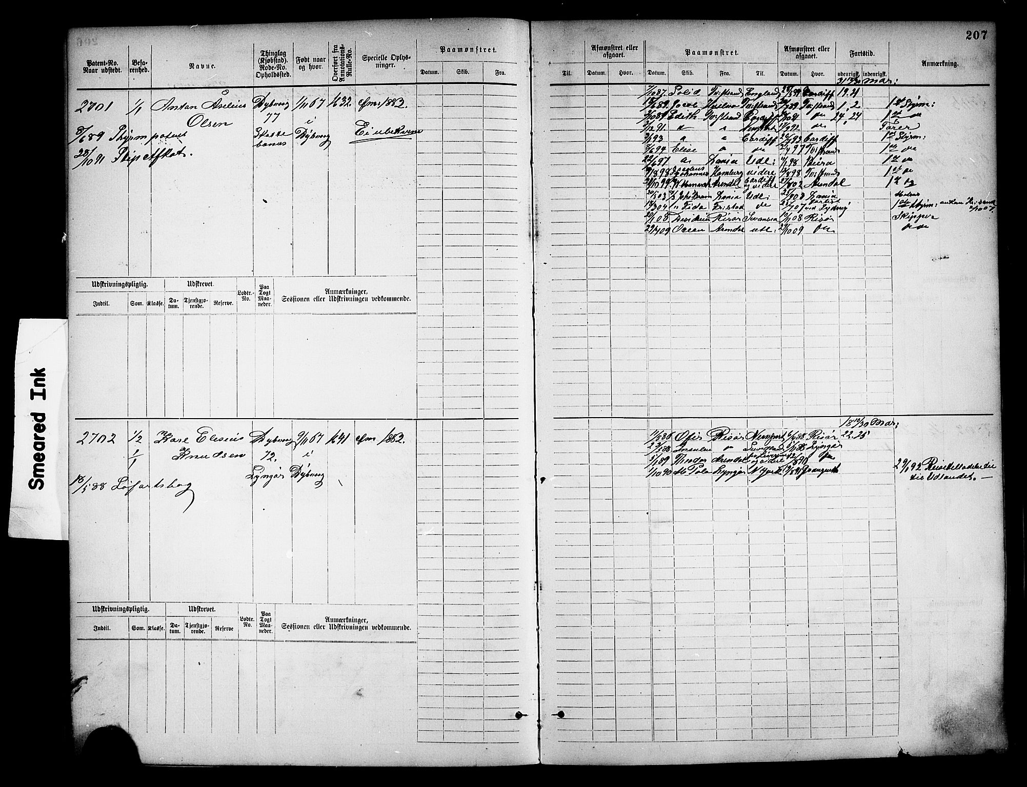 Tvedestrand mønstringskrets, SAK/2031-0011/F/Fb/L0018: Hovedrulle nr 2289-3056, U-34, 1882-1892, p. 217