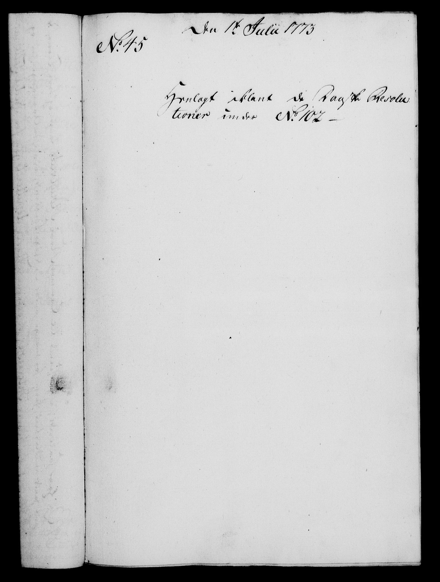 Rentekammeret, Kammerkanselliet, RA/EA-3111/G/Gf/Gfa/L0055: Norsk relasjons- og resolusjonsprotokoll (merket RK 52.55), 1773, p. 178