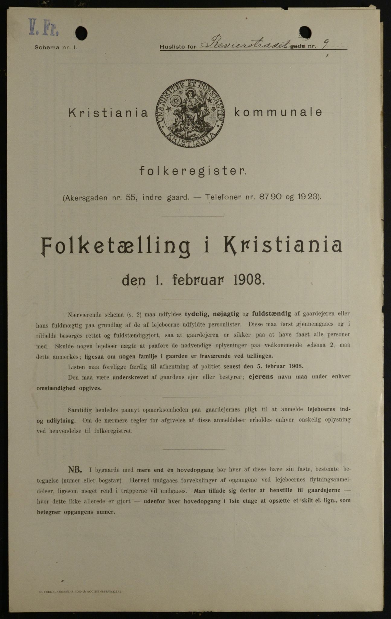 OBA, Municipal Census 1908 for Kristiania, 1908, p. 74536