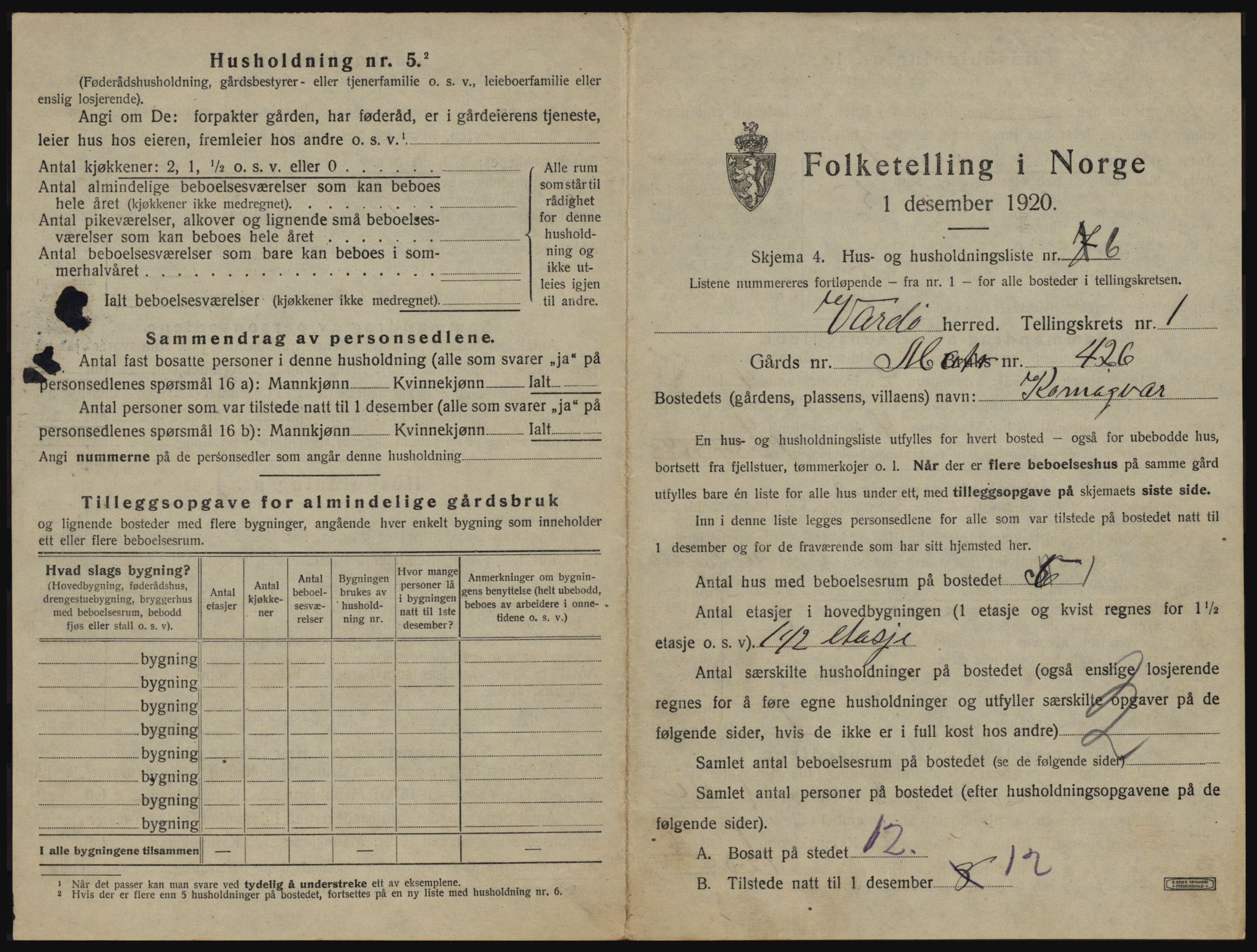 SATØ, 1920 census for Vardø rural district, 1920, p. 40