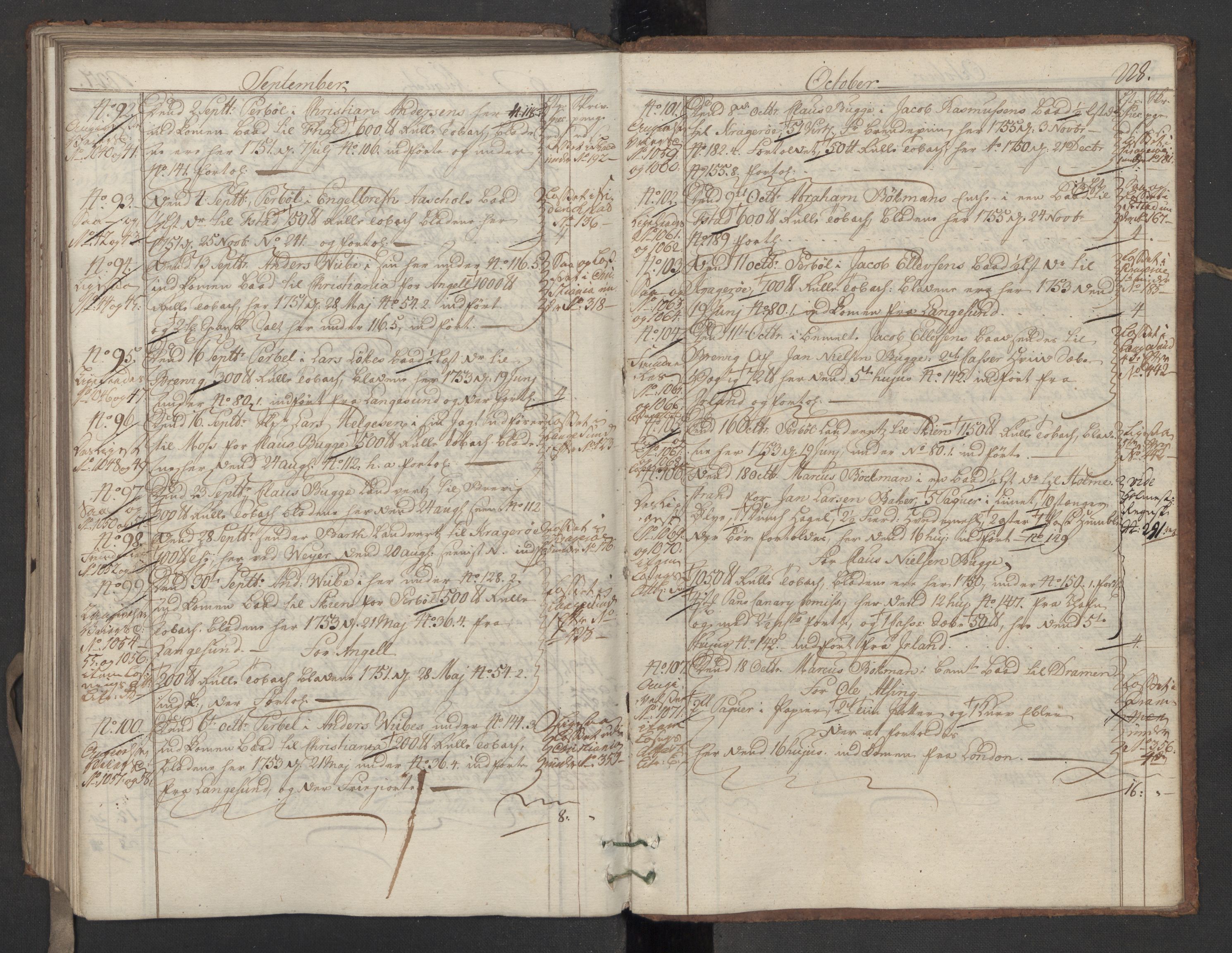 Generaltollkammeret, tollregnskaper, AV/RA-EA-5490/R11/L0026/0001: Tollregnskaper Larvik og Sandefjord / Inngående hovedtollbok, 1756, p. 227b-228a