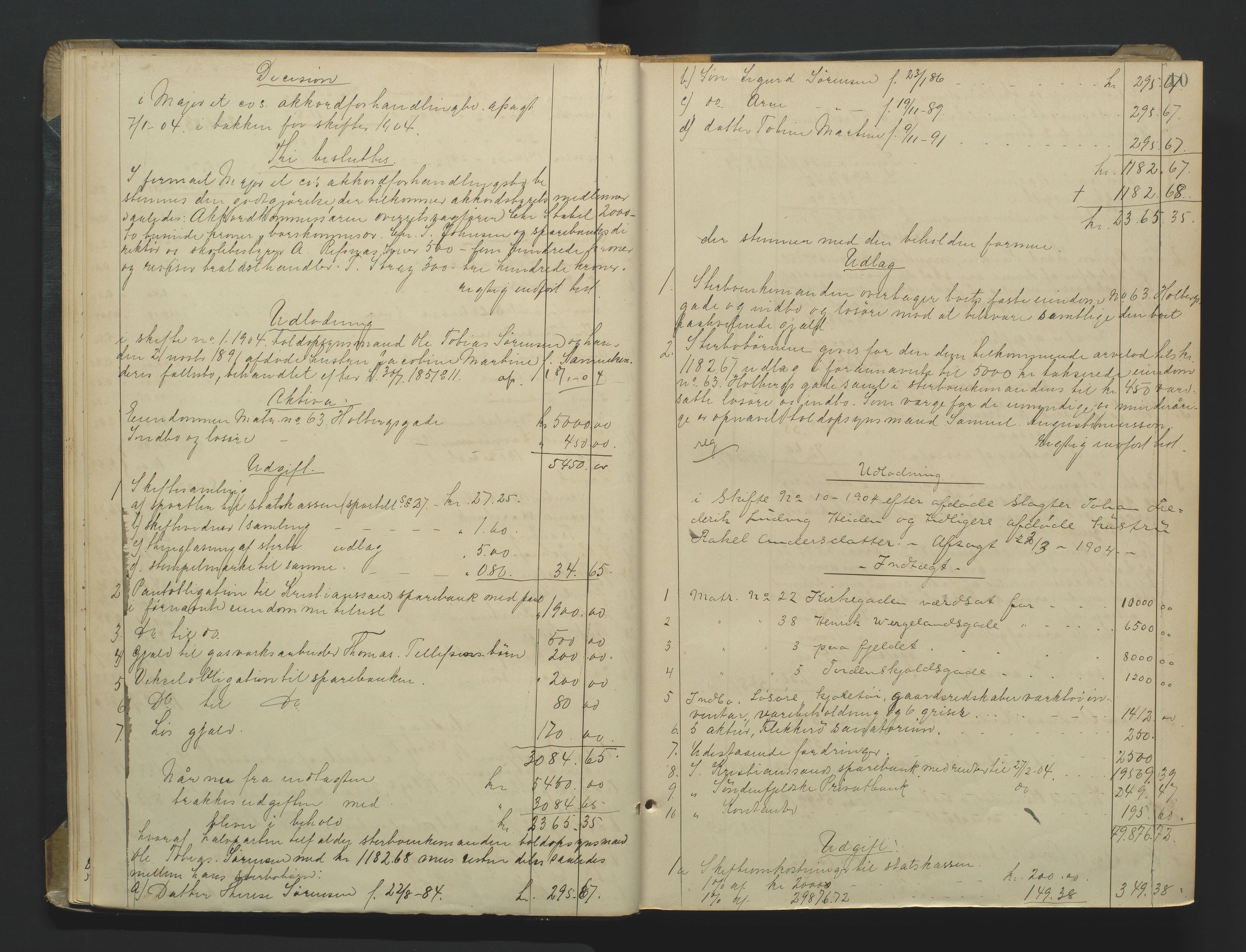 Kristiansand byrett, AV/SAK-1223-0001/H/Hc/L0060: Skifteutlodningsprotokoll nr. 6, med register, 1903-1916, p. 10