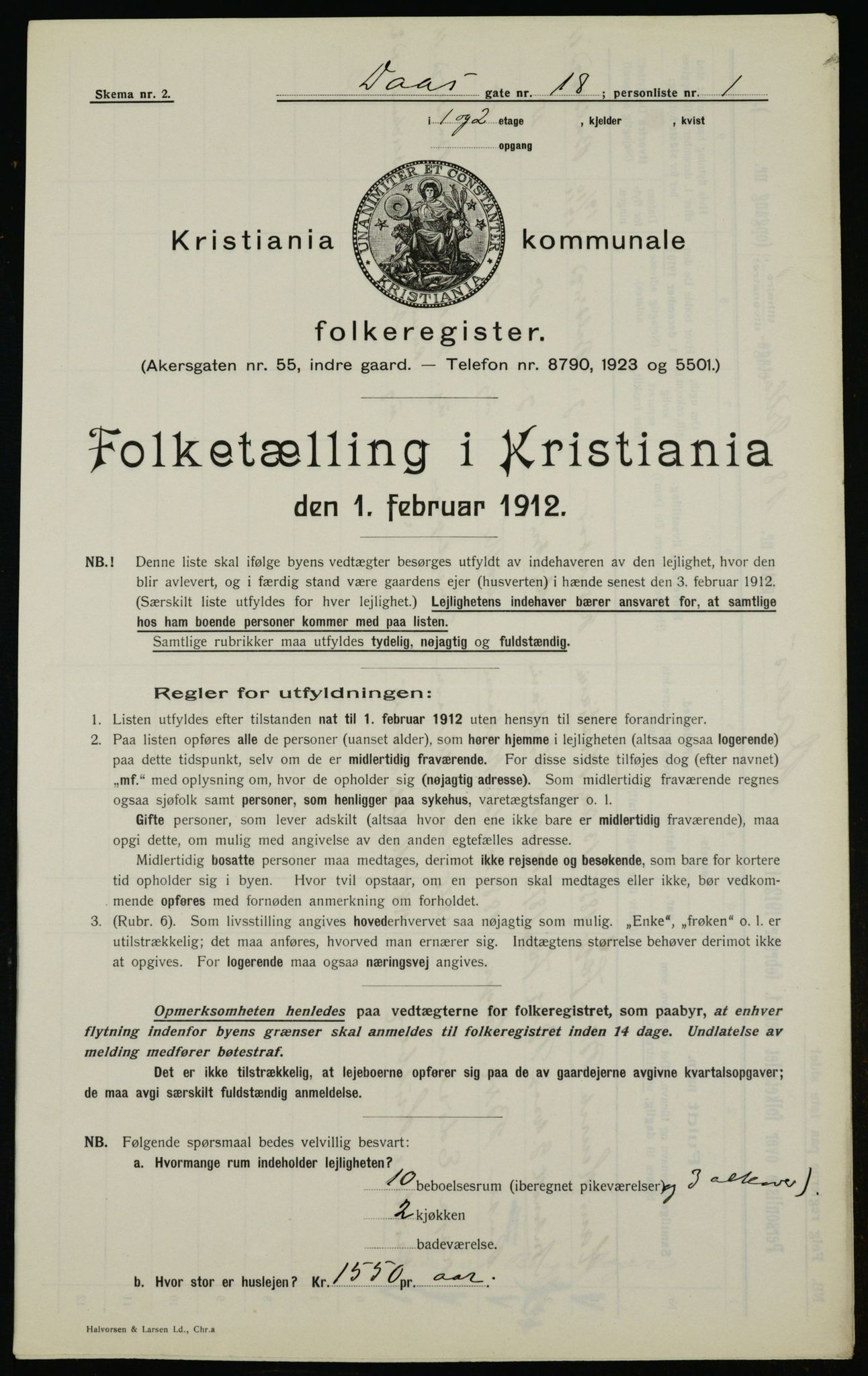 OBA, Municipal Census 1912 for Kristiania, 1912, p. 17958