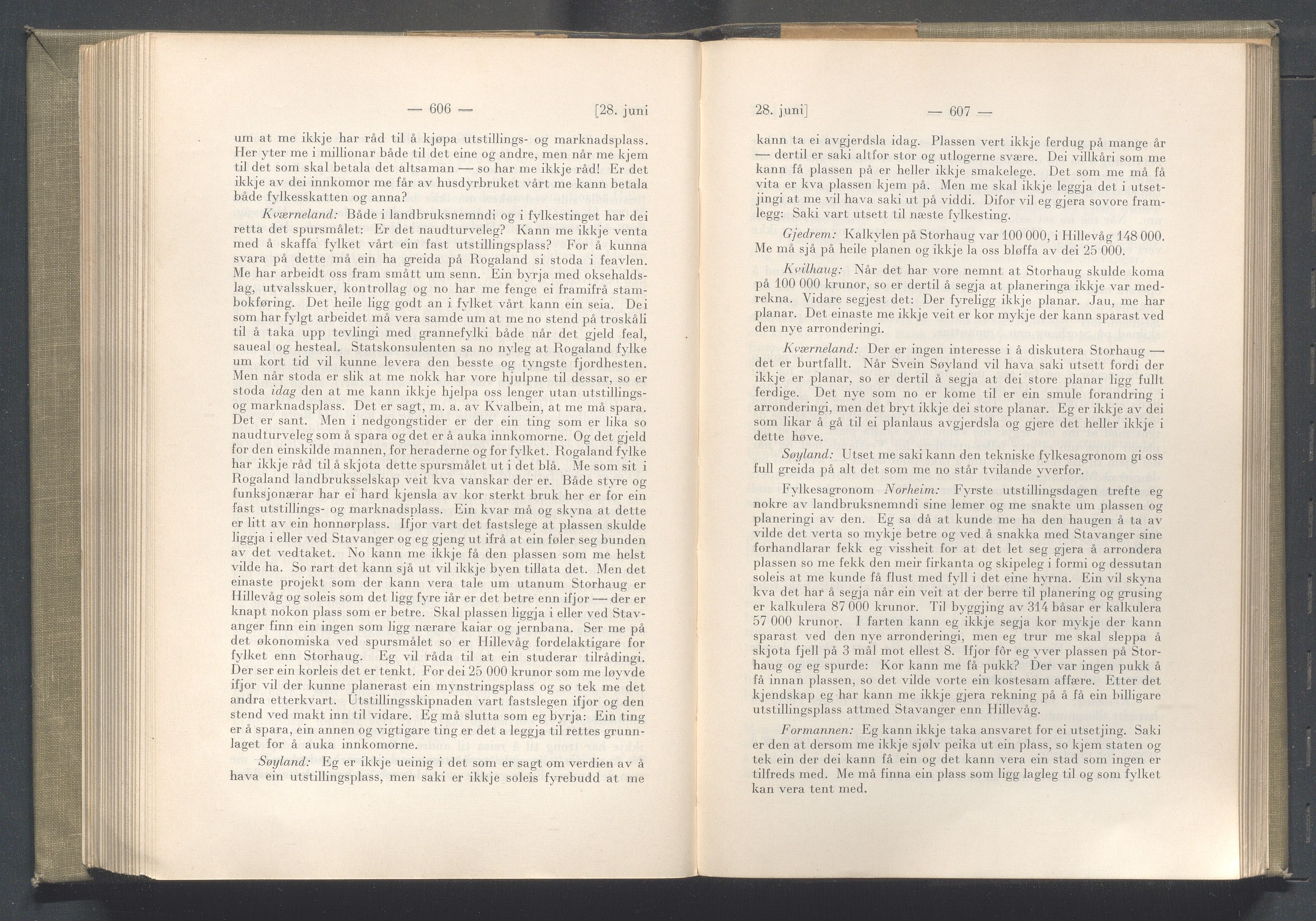 Rogaland fylkeskommune - Fylkesrådmannen , IKAR/A-900/A/Aa/Aaa/L0043: Møtebok , 1924, p. 606-607