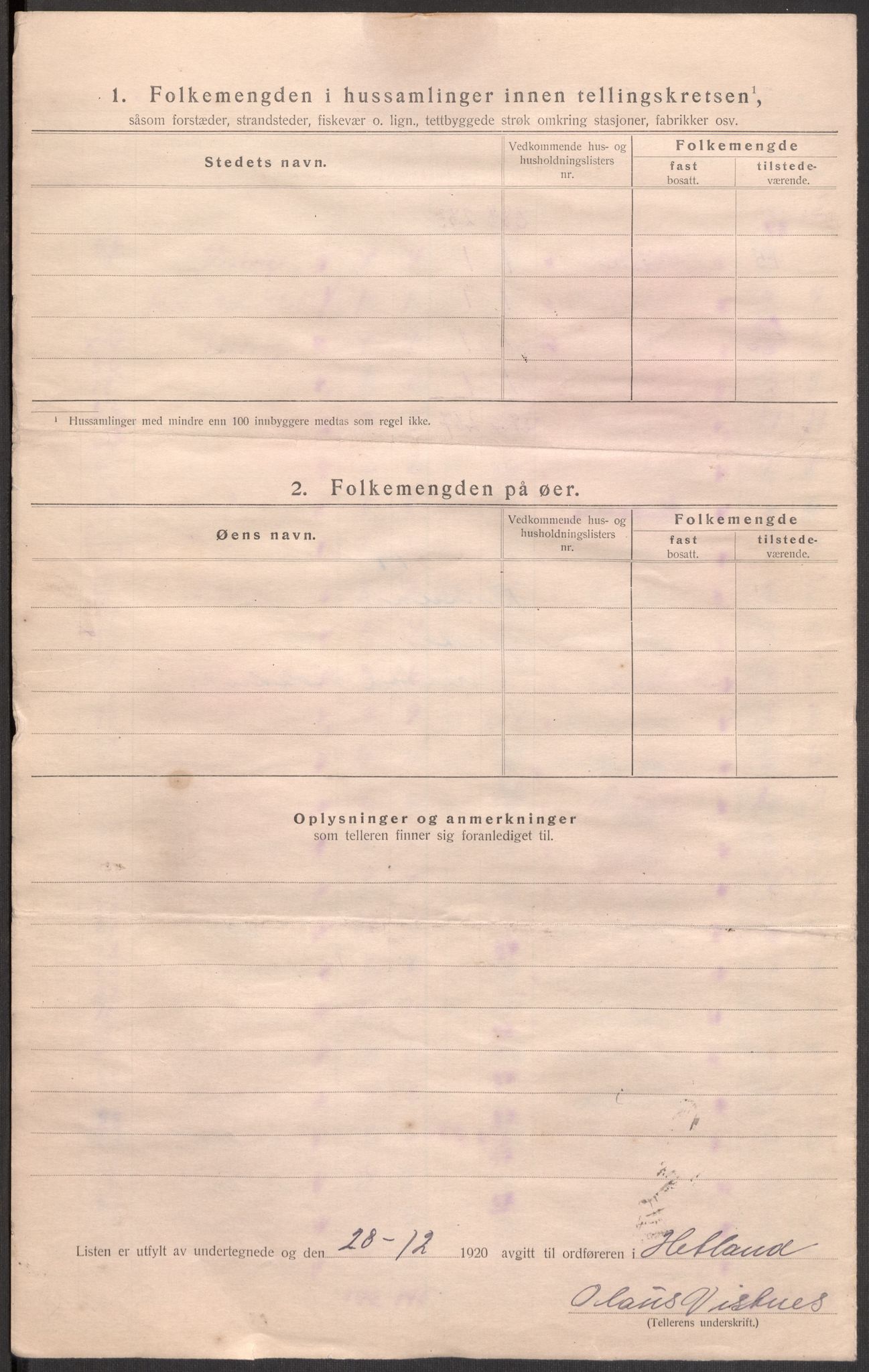 SAST, 1920 census for Hetland, 1920, p. 75