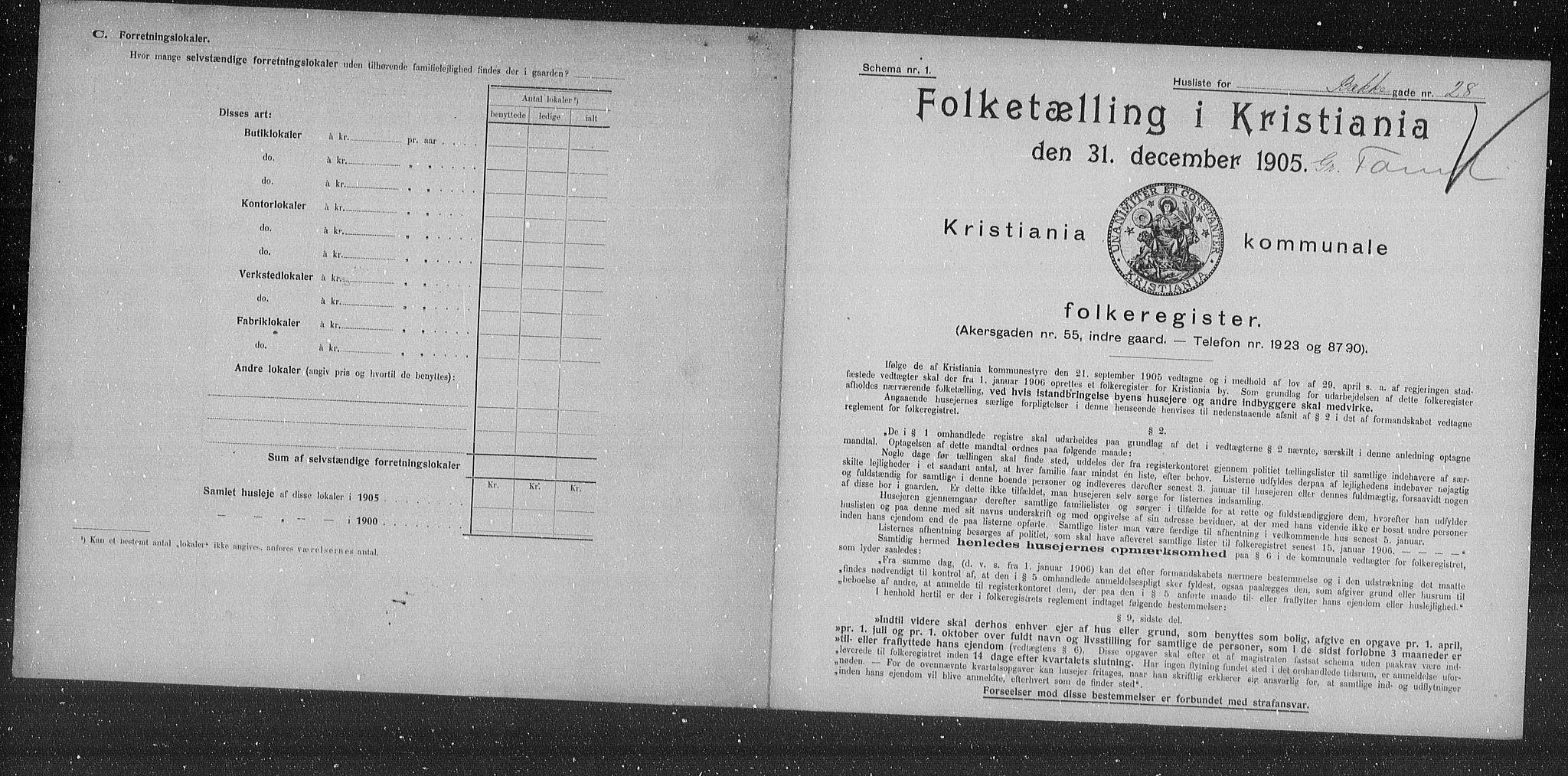 OBA, Municipal Census 1905 for Kristiania, 1905, p. 5787