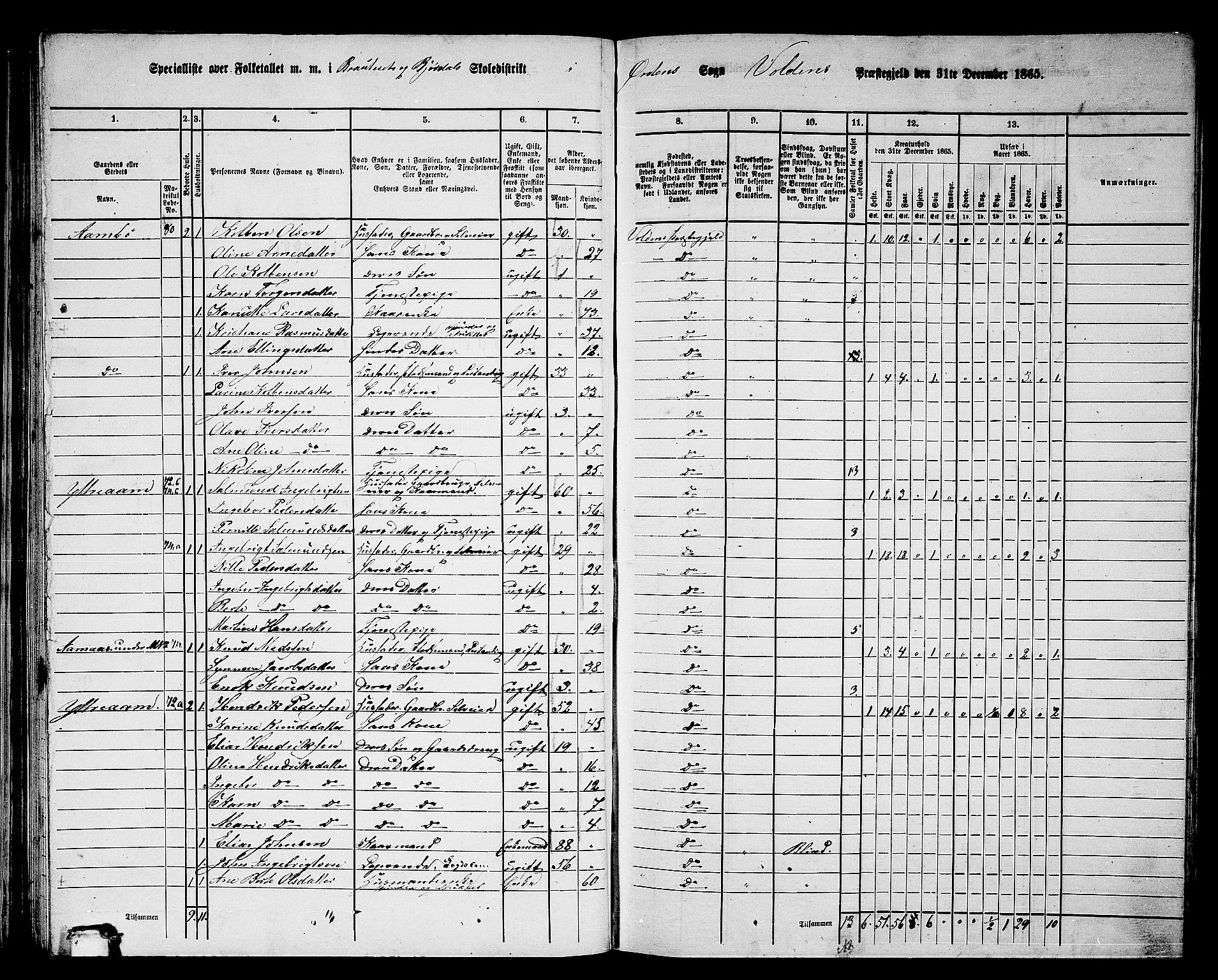 RA, 1865 census for Volda, 1865, p. 59