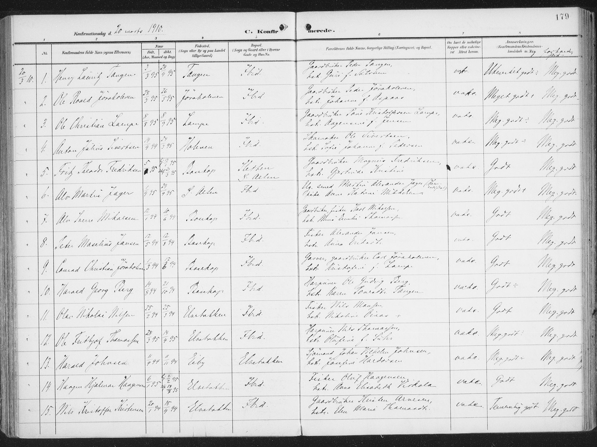 Alta sokneprestkontor, SATØ/S-1338/H/Ha/L0005.kirke: Parish register (official) no. 5, 1904-1918, p. 179