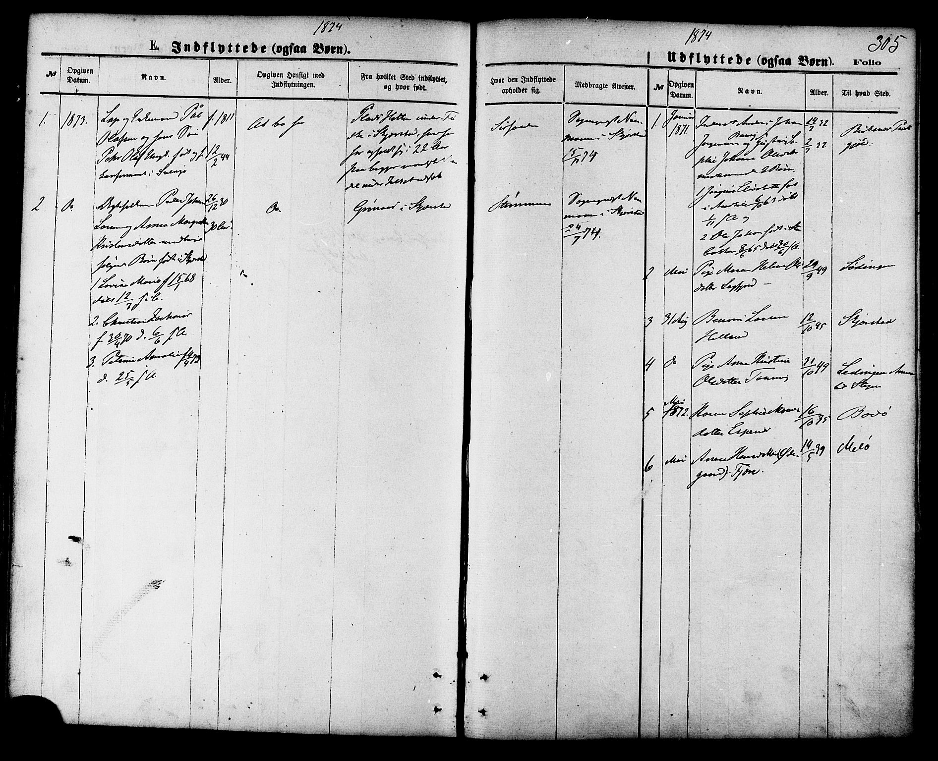 Ministerialprotokoller, klokkerbøker og fødselsregistre - Nordland, SAT/A-1459/853/L0771: Parish register (official) no. 853A10, 1870-1881, p. 305