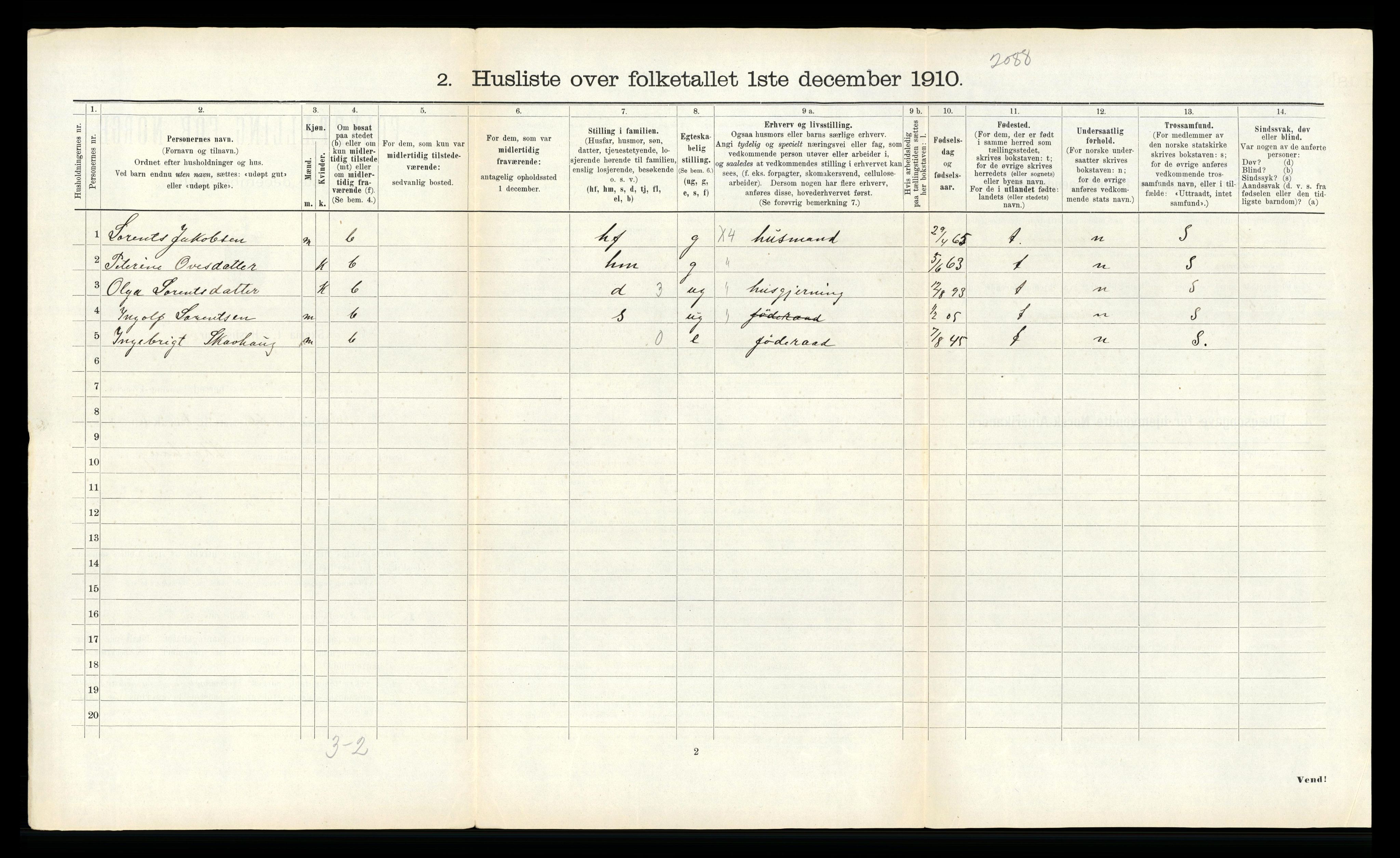 RA, 1910 census for Snåsa, 1910, p. 855