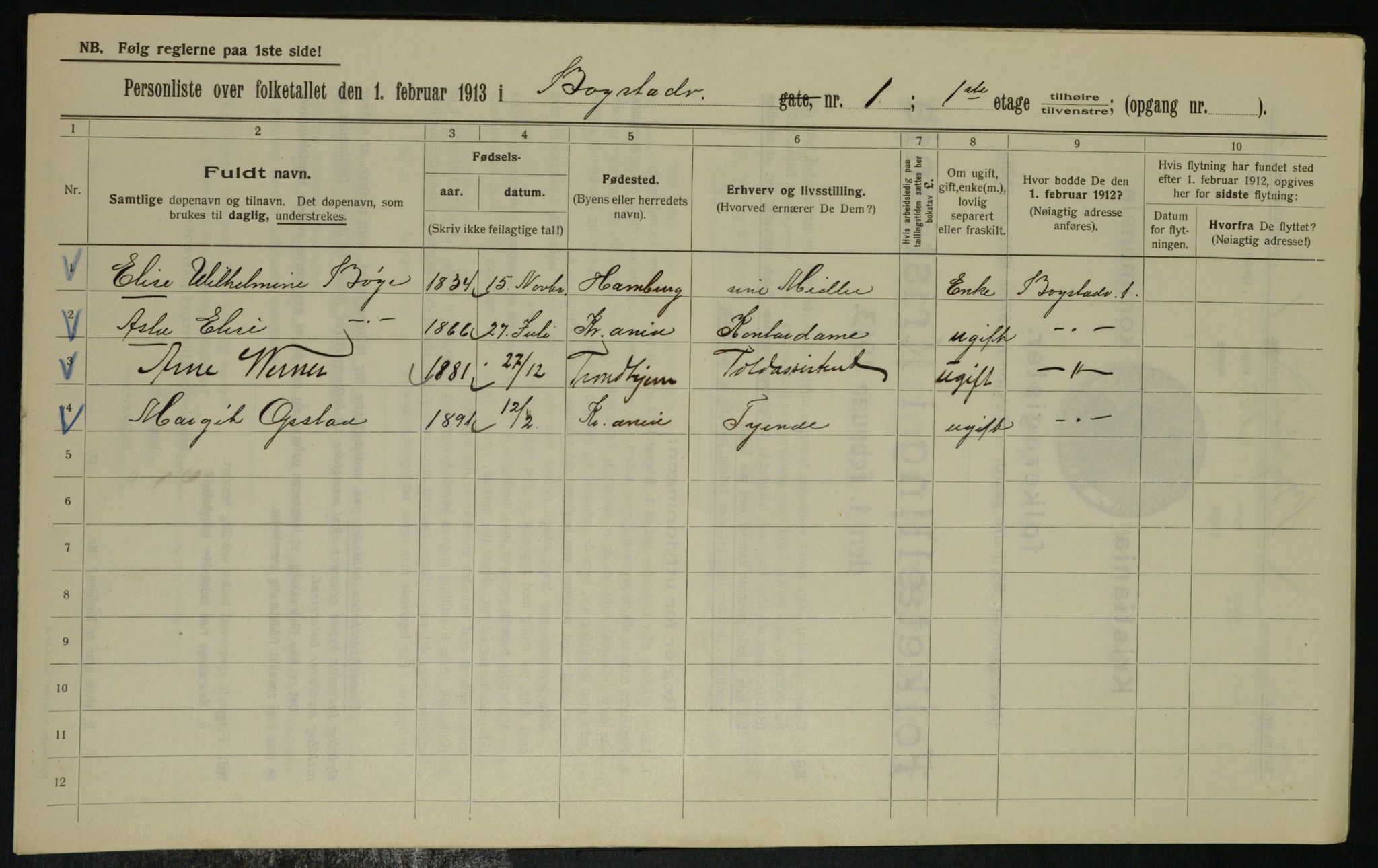 OBA, Municipal Census 1913 for Kristiania, 1913, p. 6652