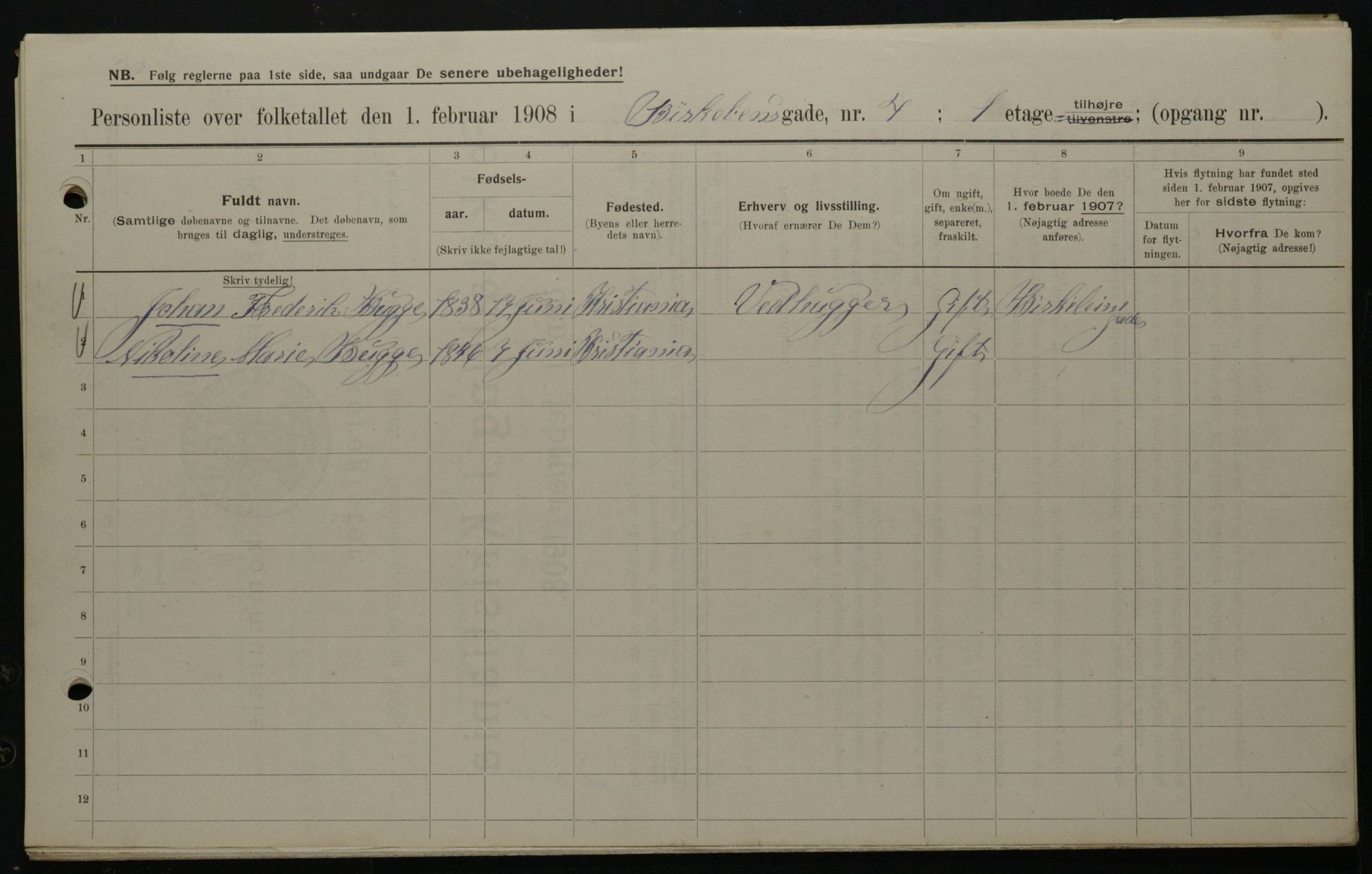 OBA, Municipal Census 1908 for Kristiania, 1908, p. 4858