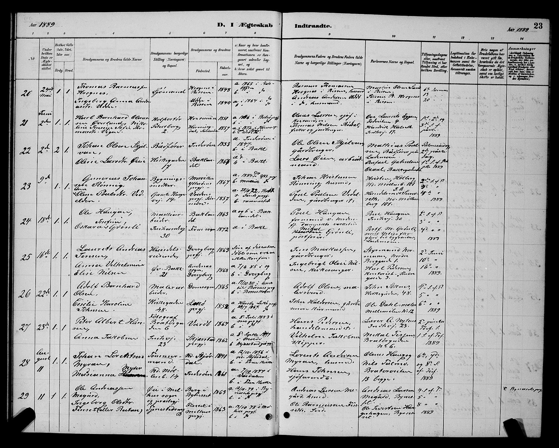 Ministerialprotokoller, klokkerbøker og fødselsregistre - Sør-Trøndelag, AV/SAT-A-1456/604/L0223: Parish register (copy) no. 604C06, 1886-1897, p. 23