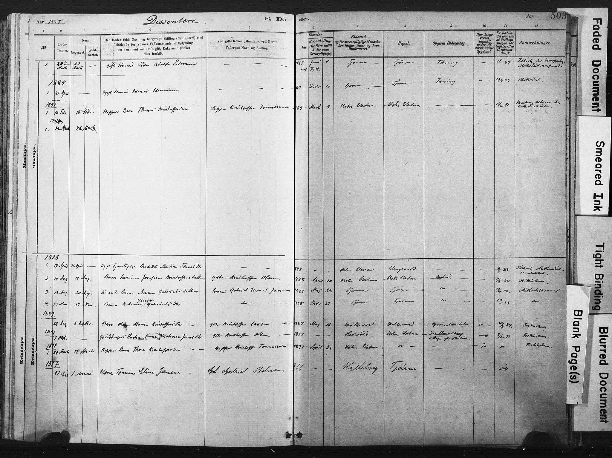 Lista sokneprestkontor, SAK/1111-0027/F/Fa/L0012: Parish register (official) no. A 12, 1879-1903, p. 503