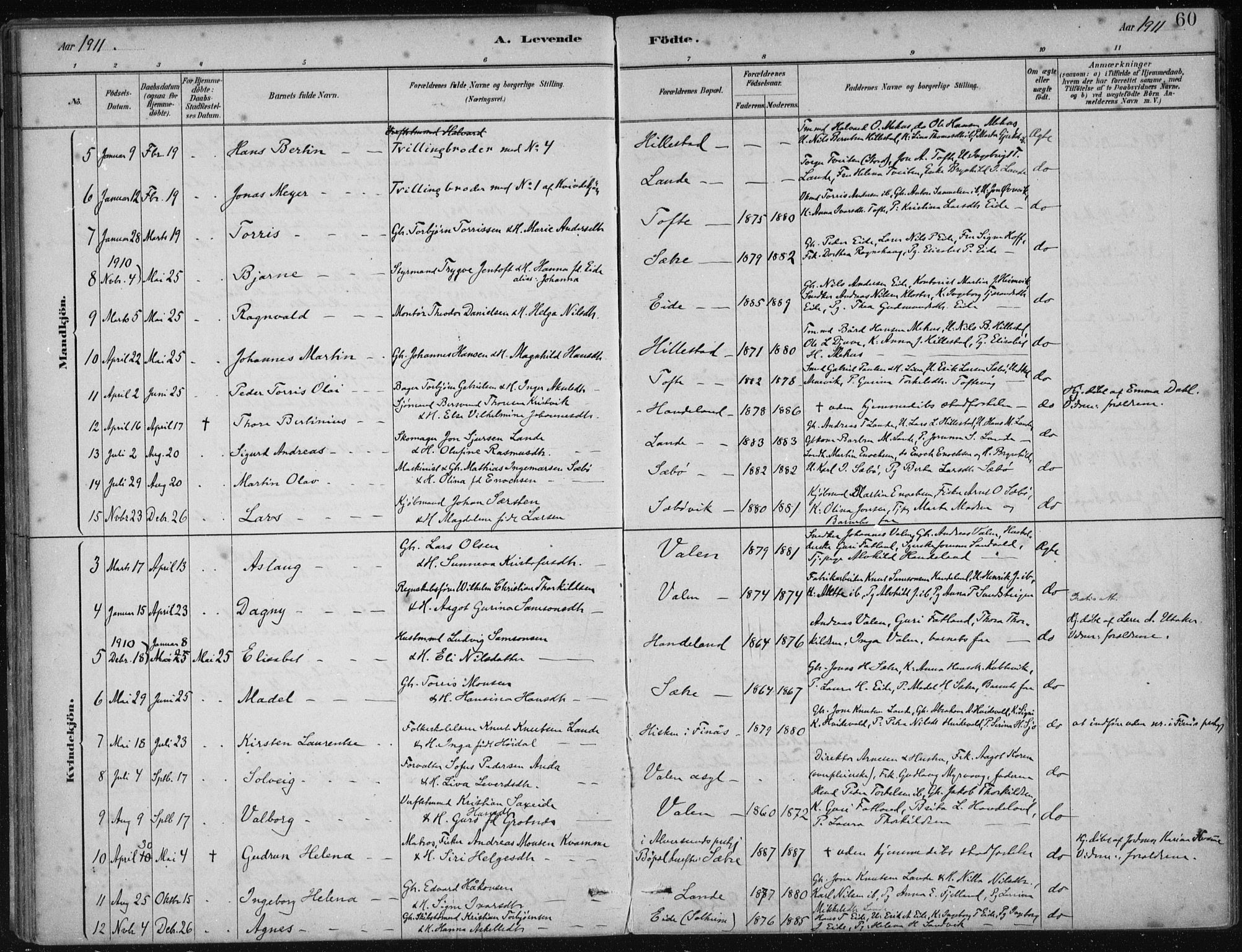 Fjelberg sokneprestembete, SAB/A-75201/H/Haa: Parish register (official) no. C  1, 1879-1918, p. 60