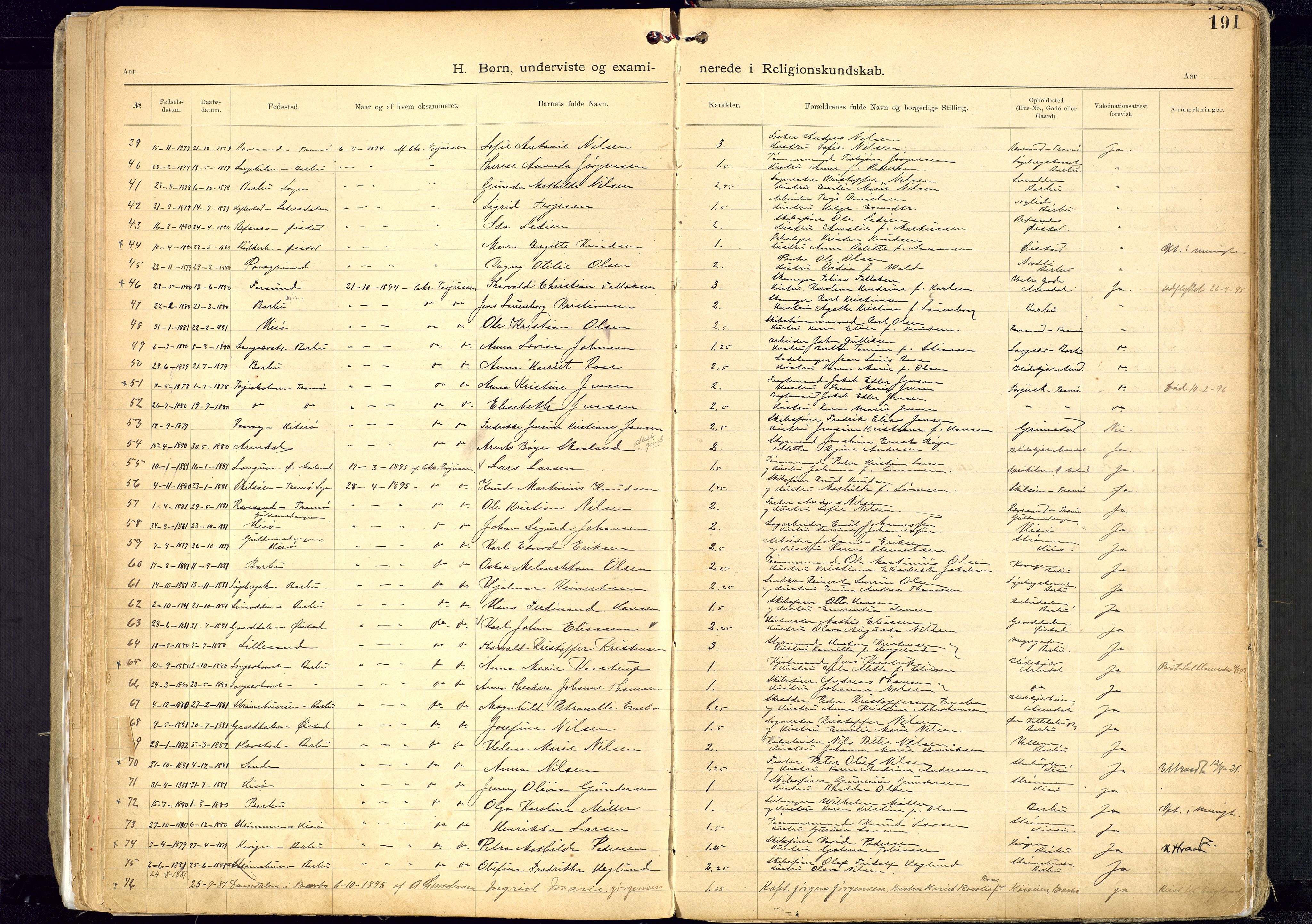 Metodistmenigheten, Arendal, AV/SAK-1292-0011/F/Fa/L0005: Dissenter register no. 5, 1892-1942, p. 191