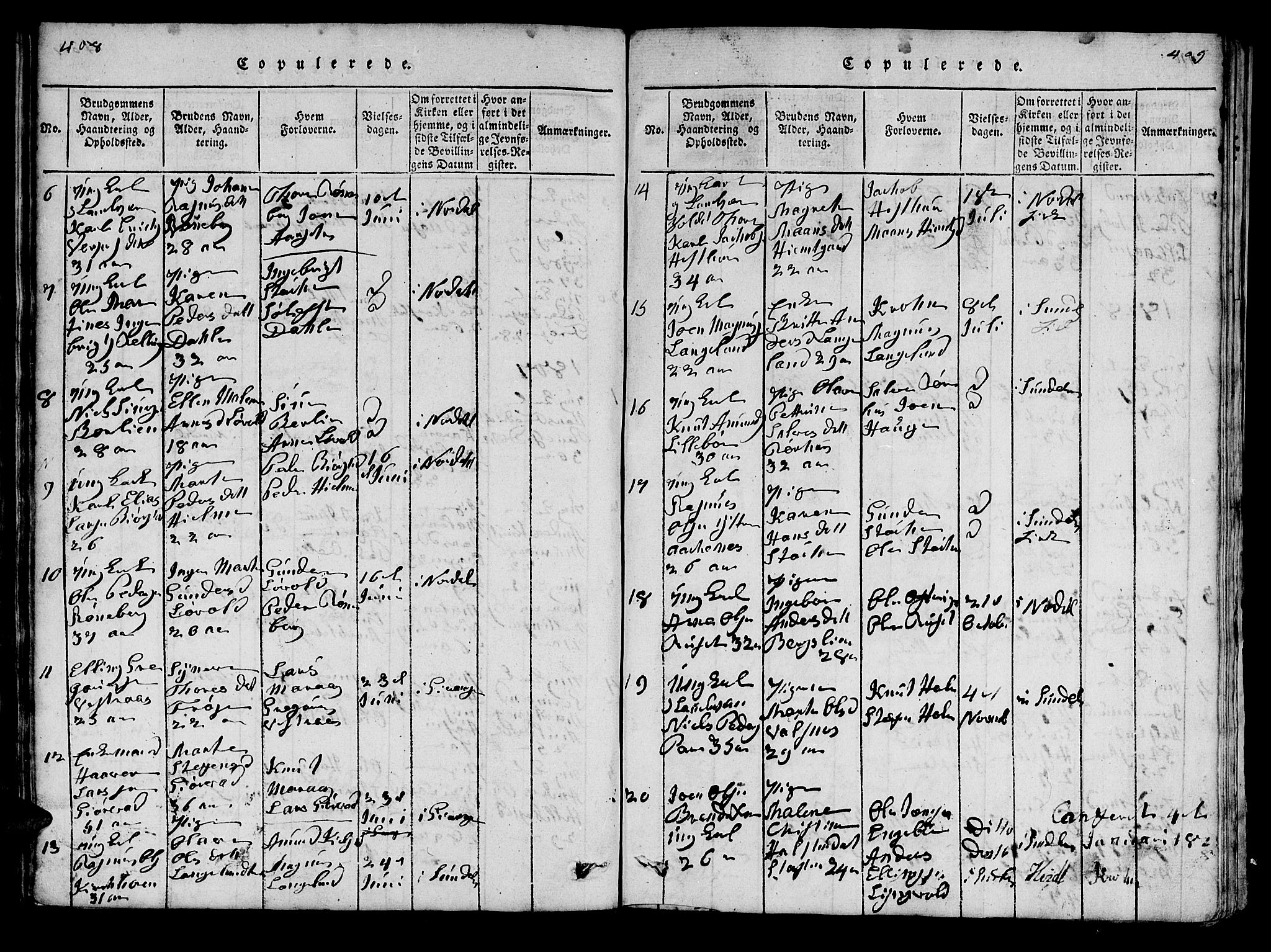 Ministerialprotokoller, klokkerbøker og fødselsregistre - Møre og Romsdal, SAT/A-1454/519/L0246: Parish register (official) no. 519A05, 1817-1834, p. 408-409