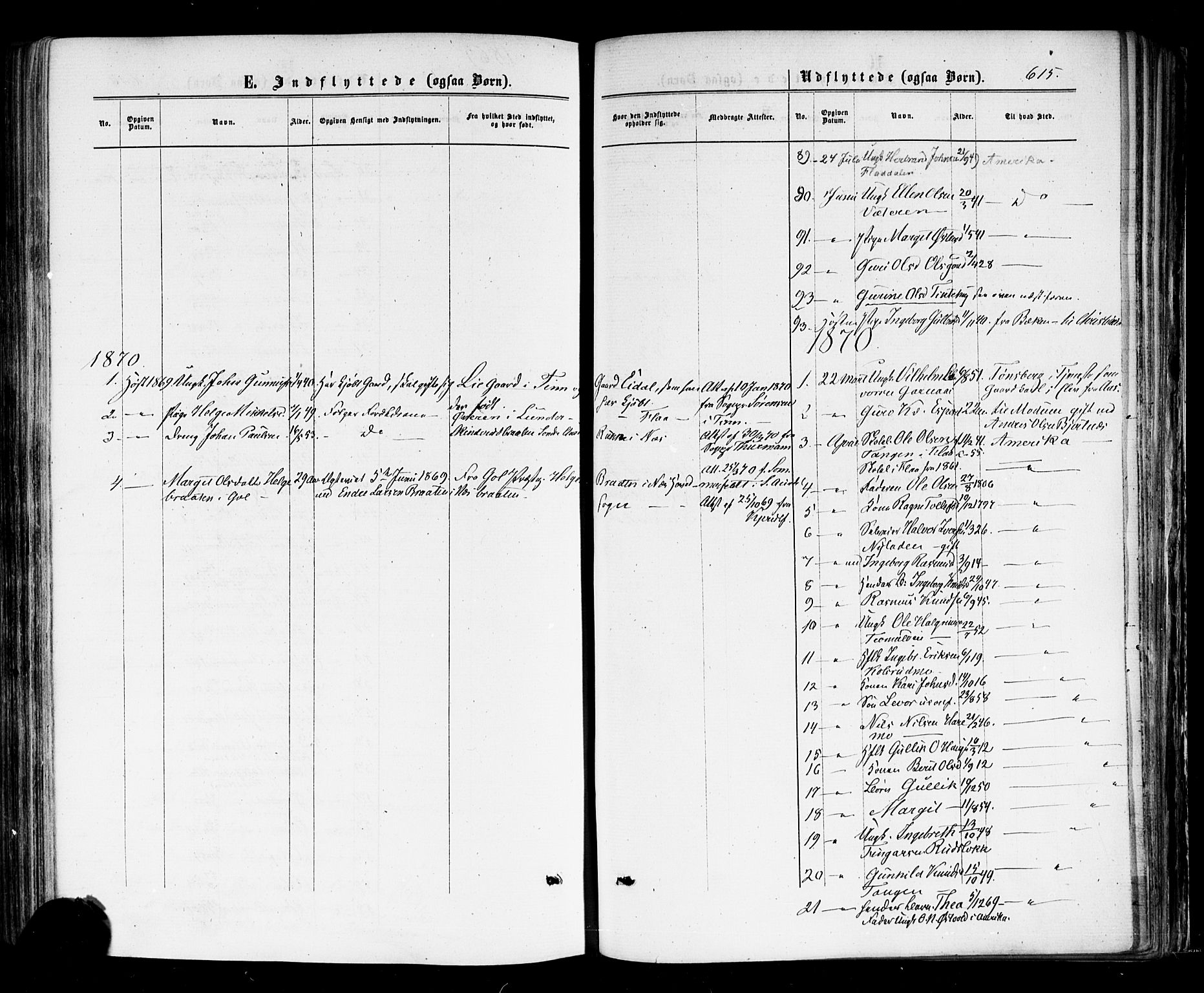 Nes kirkebøker, SAKO/A-236/F/Fa/L0010: Parish register (official) no. 10, 1864-1880, p. 615