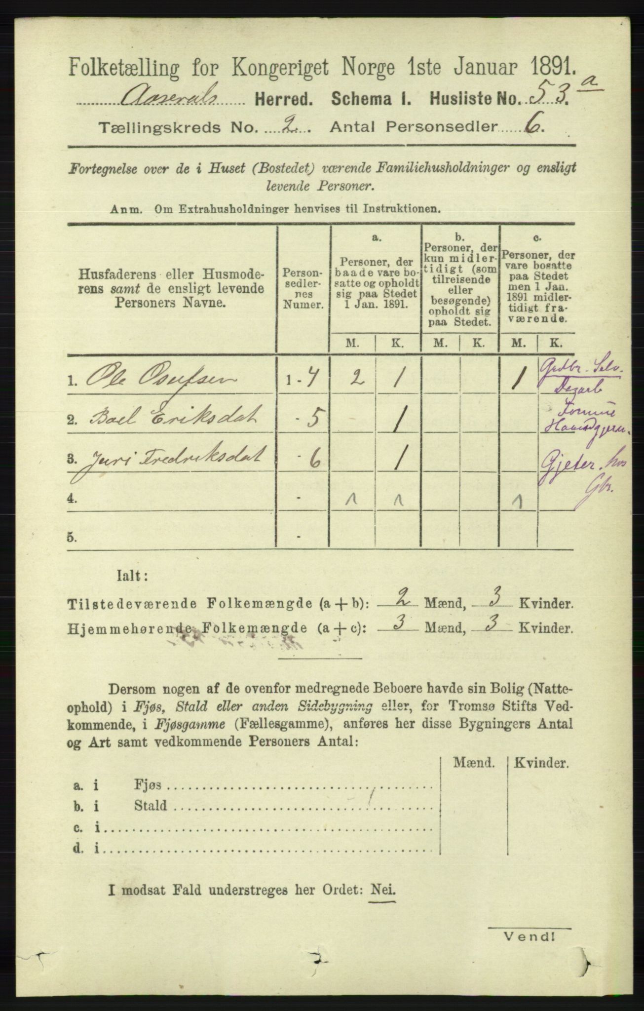 RA, 1891 census for 1026 Åseral, 1891, p. 382