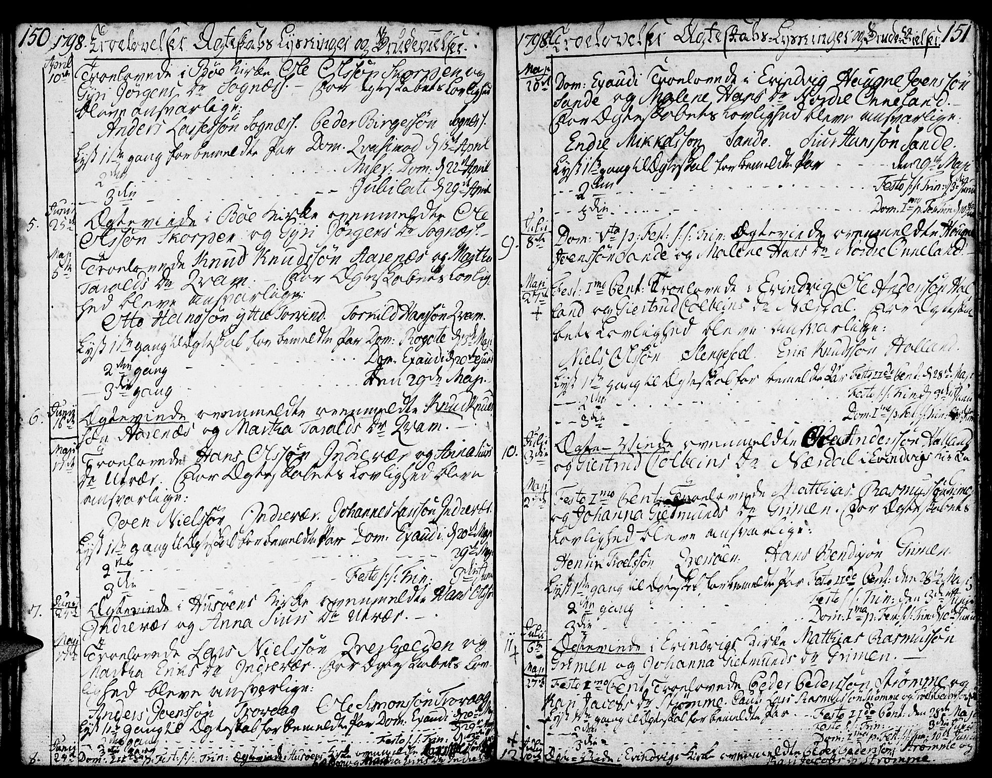 Gulen sokneprestembete, AV/SAB-A-80201/H/Haa/Haaa/L0015: Parish register (official) no. A 15, 1788-1798, p. 150-151