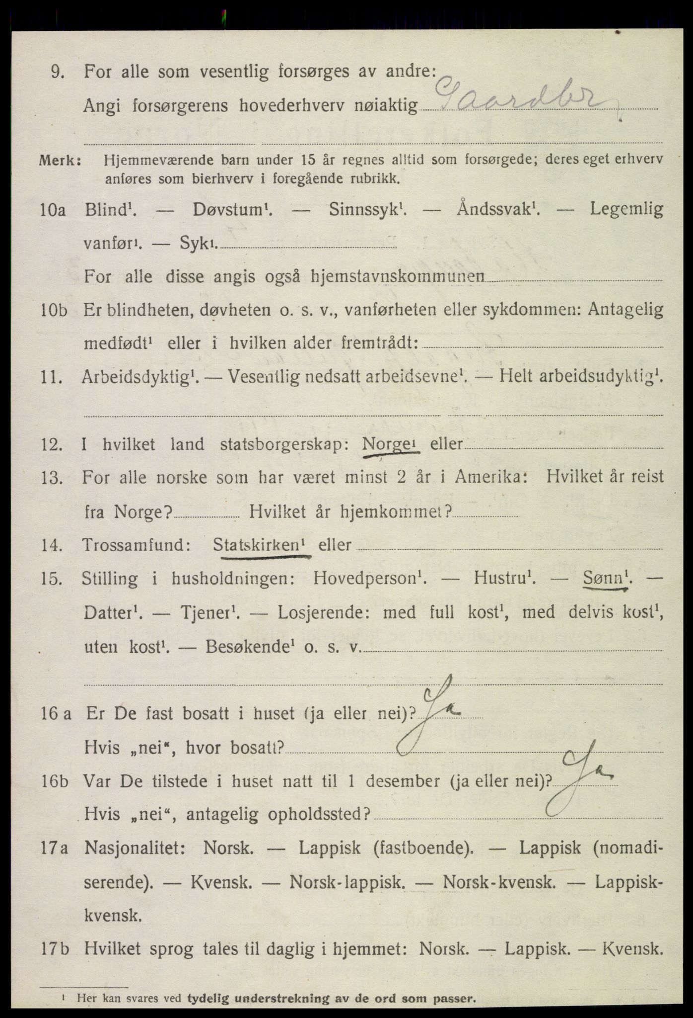 SAT, 1920 census for Flatanger, 1920, p. 1617