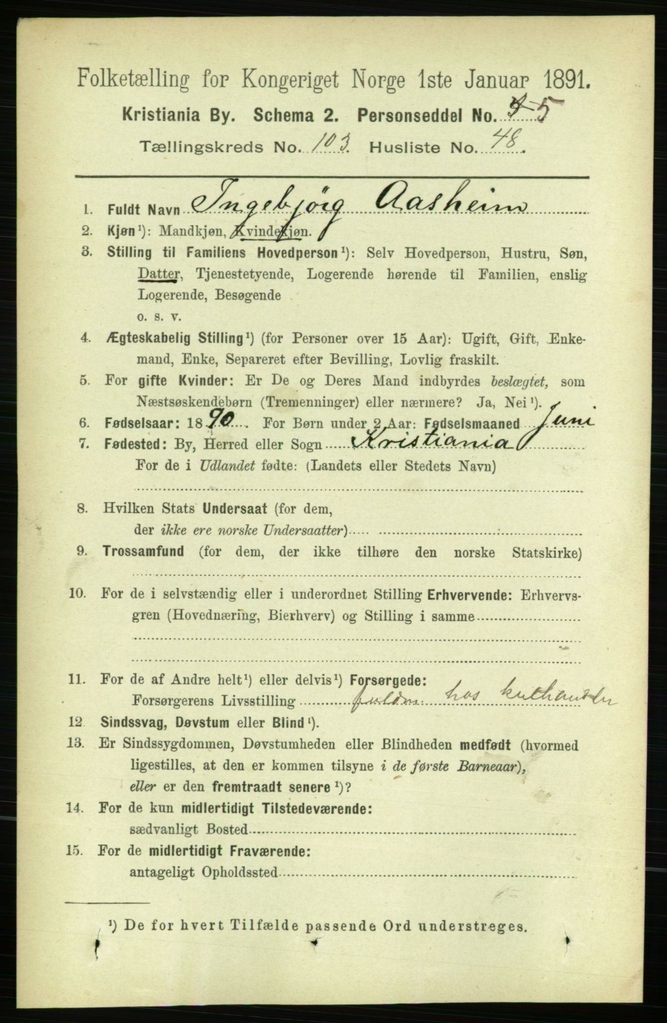 RA, 1891 census for 0301 Kristiania, 1891, p. 52170