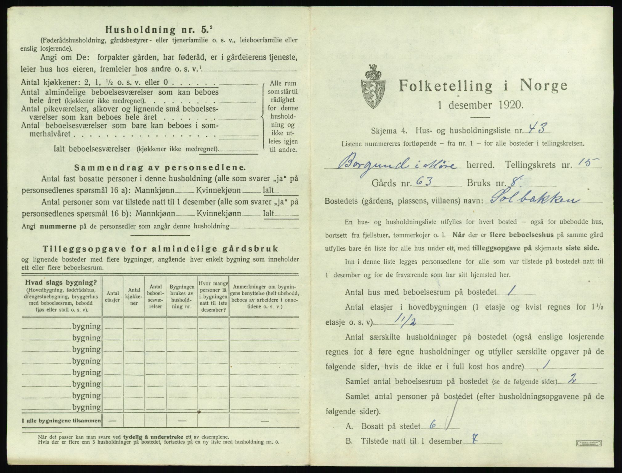 SAT, 1920 census for Borgund, 1920, p. 1412